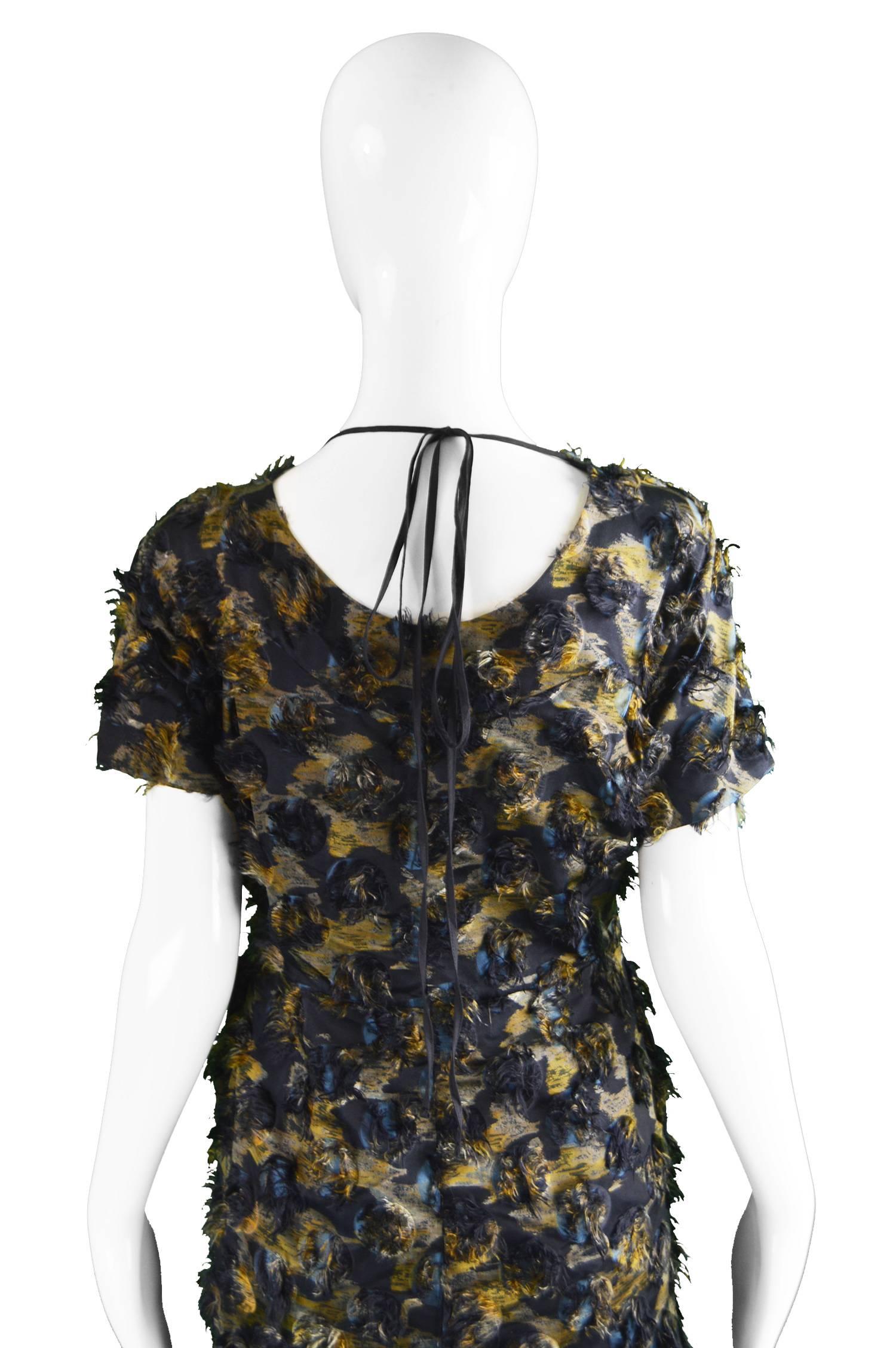 Marni Fuzzy Textured Gathered Silk Short Sleeve Party Dress, A/W 2010 3