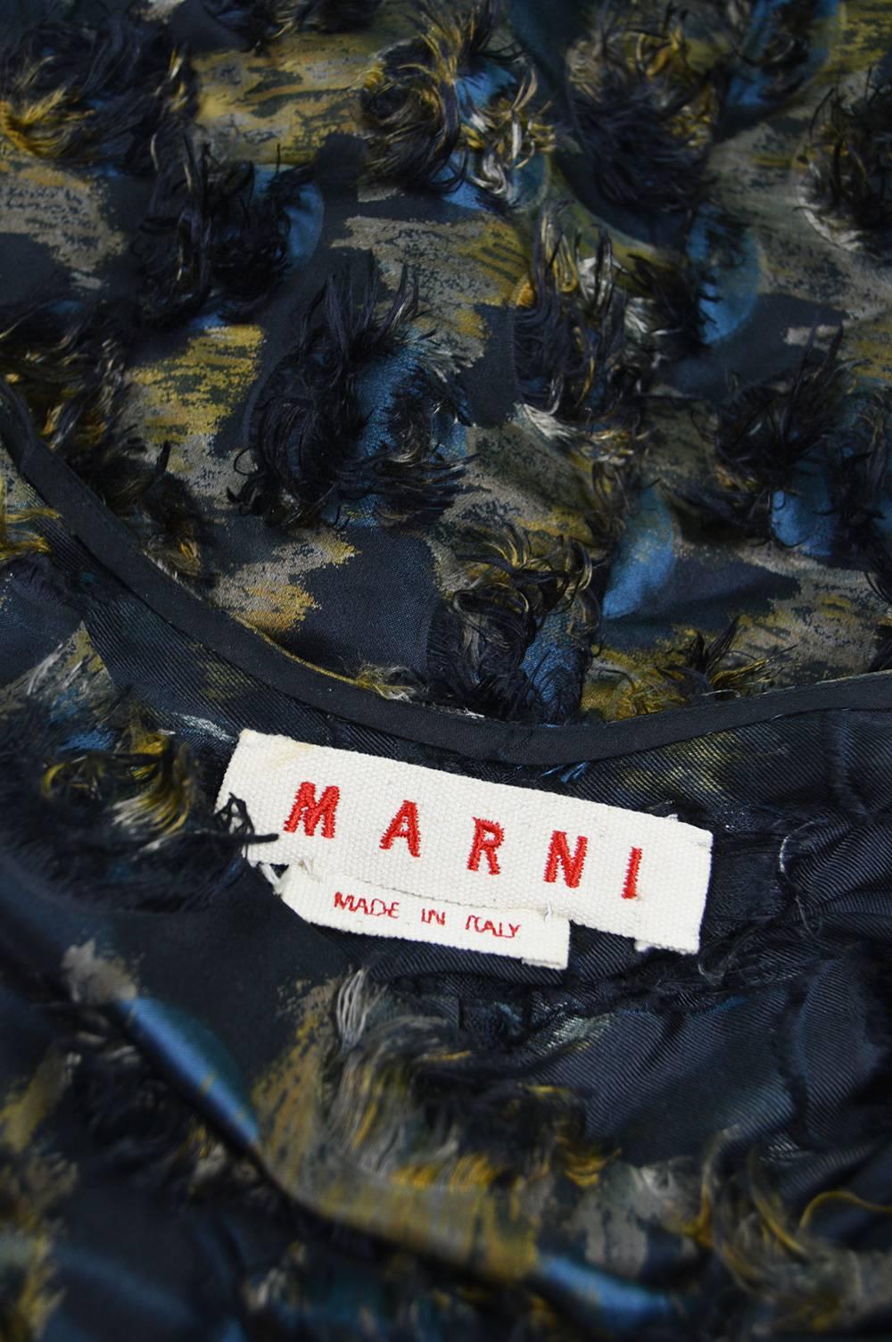 Marni Fuzzy Textured Gathered Silk Short Sleeve Party Dress, A/W 2010 4