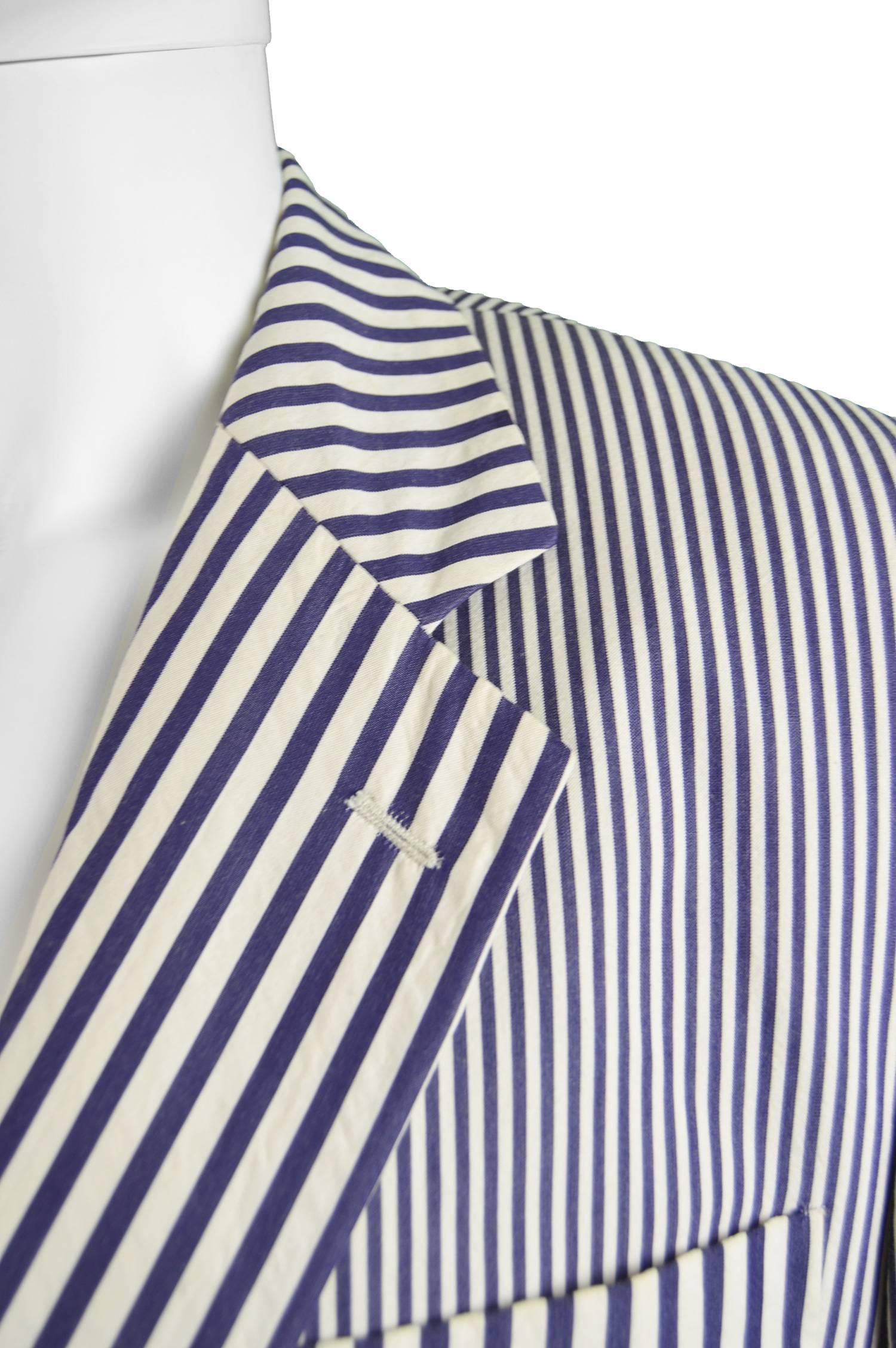 Moschino Vintage Mens Cotton Poplin Optical Illusion Striped Jacket, c. 1997 In Excellent Condition For Sale In Doncaster, South Yorkshire