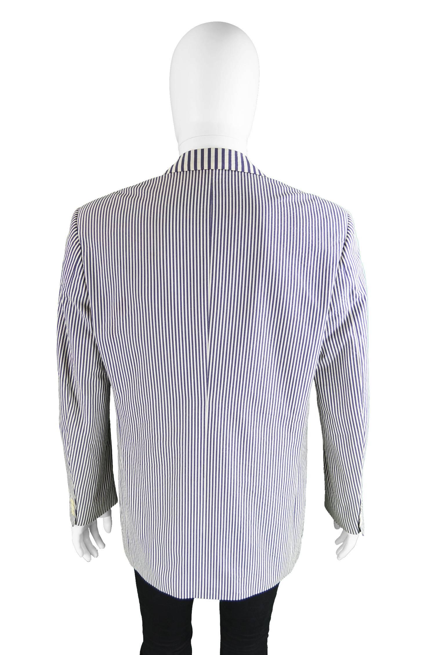 Moschino Vintage Mens Cotton Poplin Optical Illusion Striped Jacket, c. 1997 For Sale 1