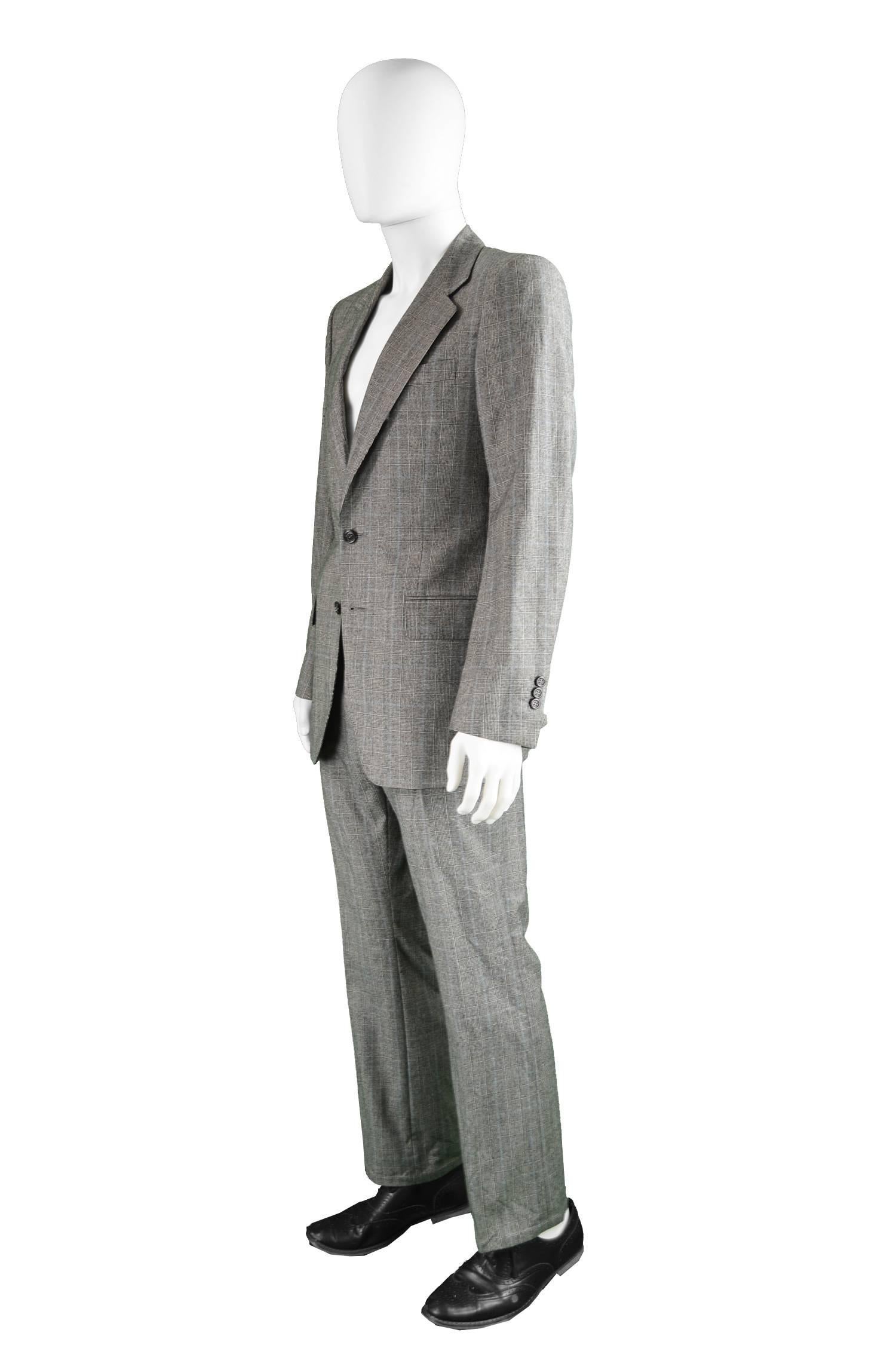 Yves Saint Laurent Men's Gray Wool Prince of Wales Check 2 Piece Suit 1