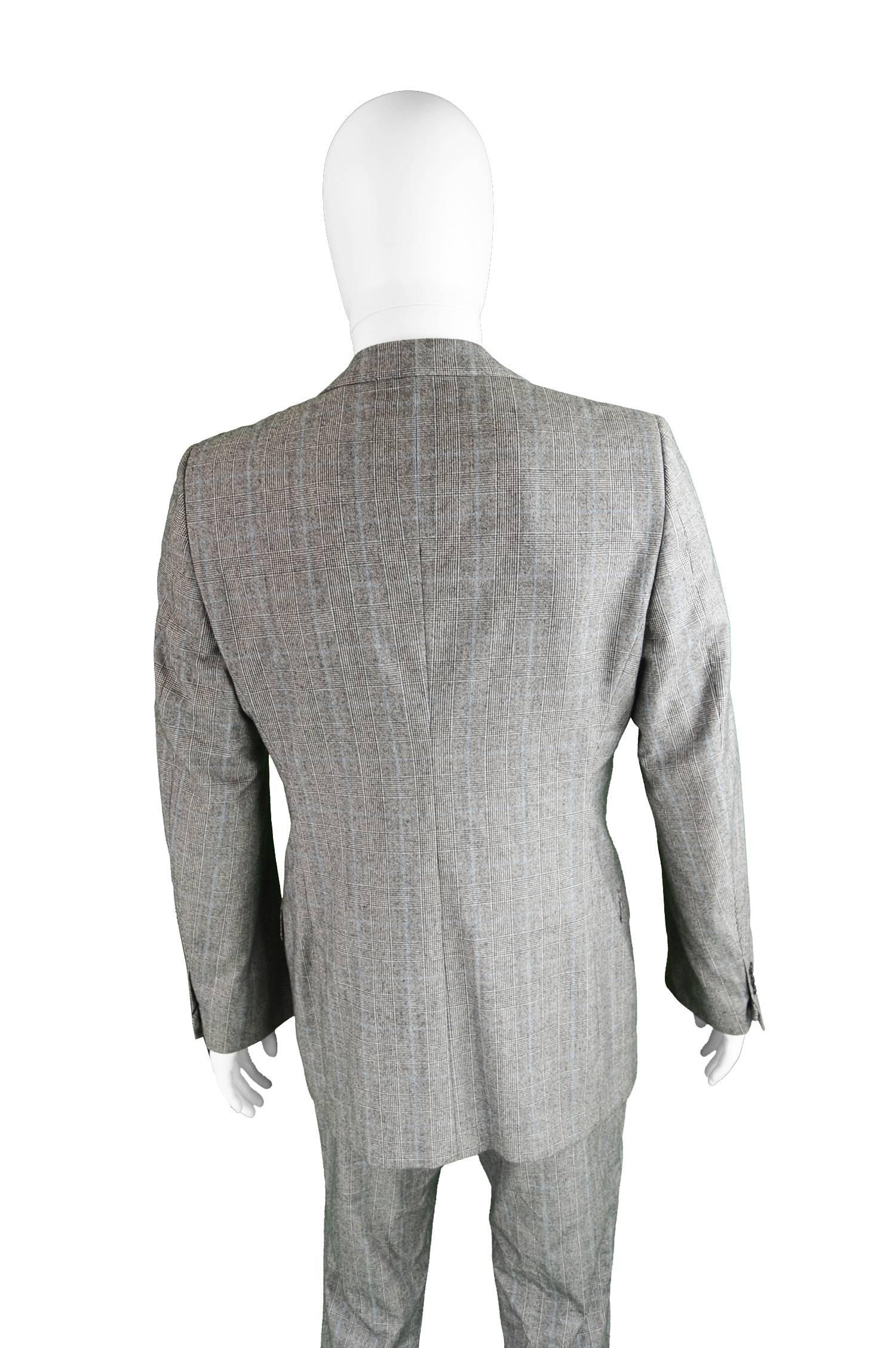 Yves Saint Laurent Men's Gray Wool Prince of Wales Check 2 Piece Suit 2