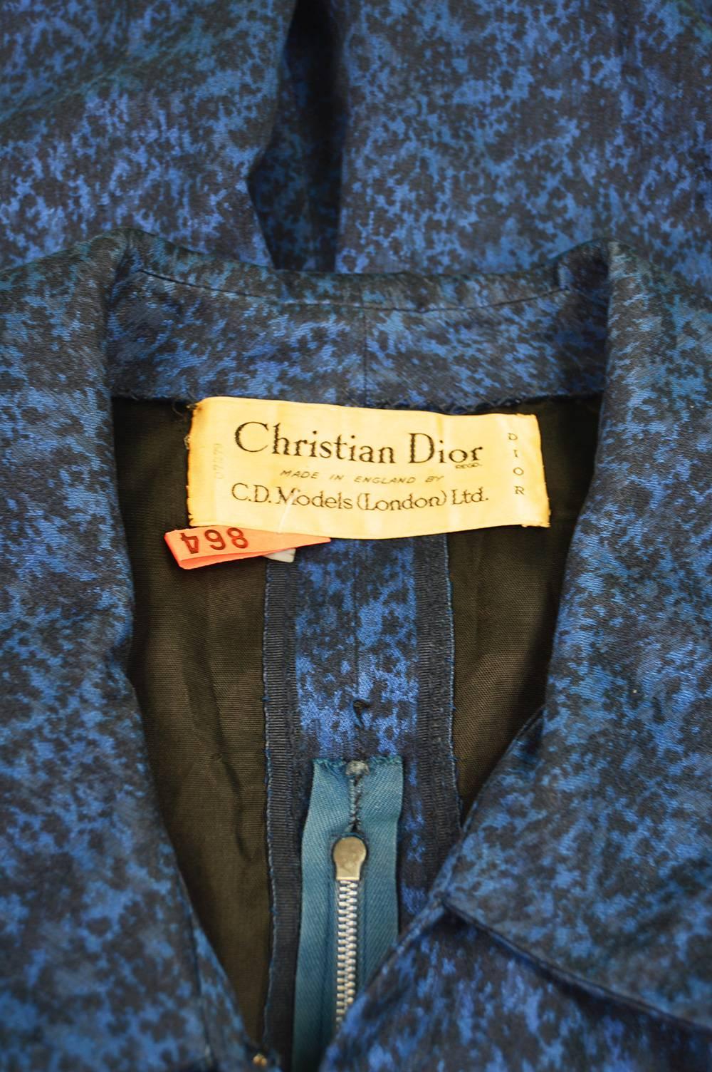 Christian Dior Vintage Blue & Black Wide Sailor Collar Dress, c.1954 1