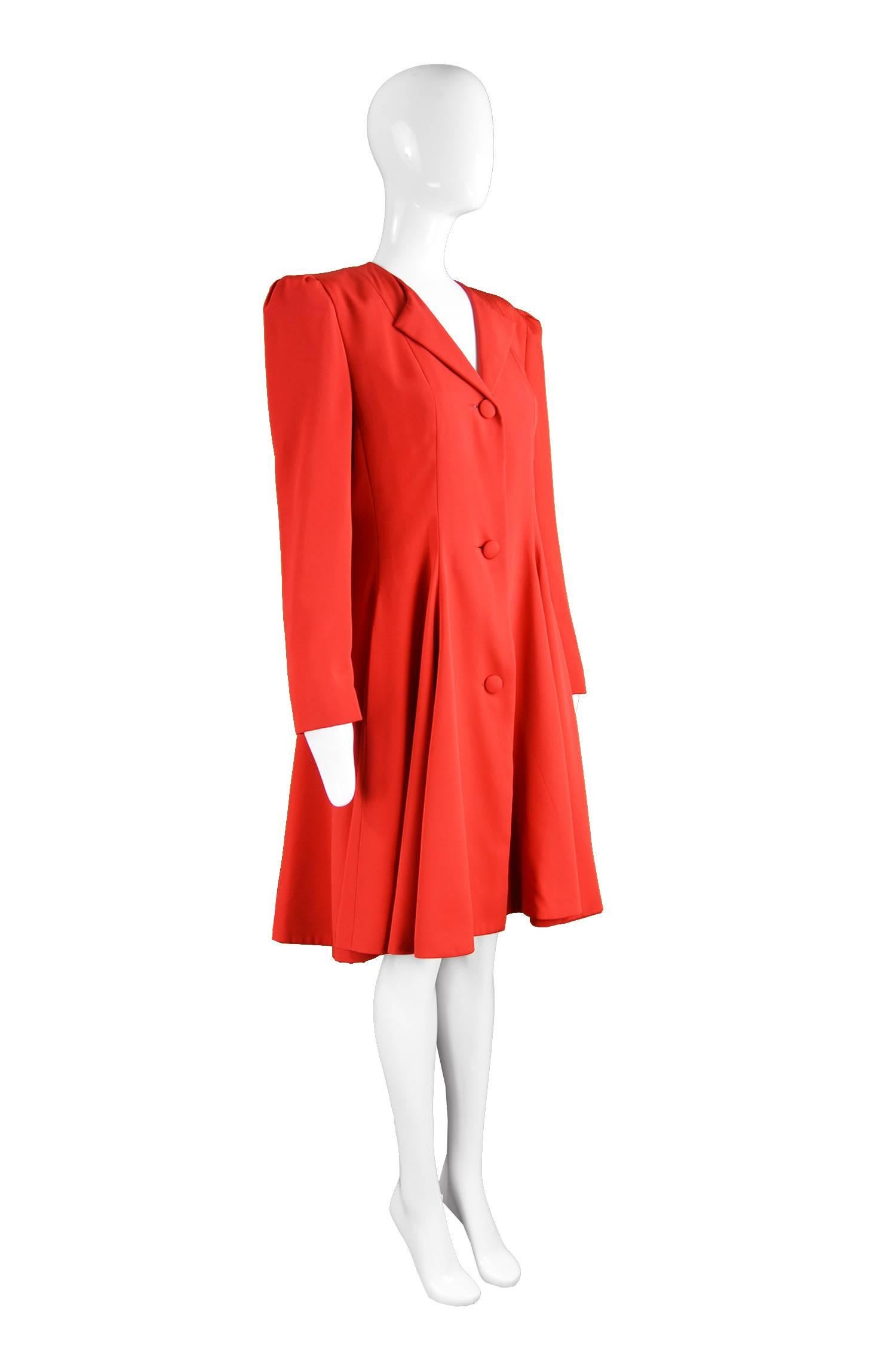 Carolina Herrera For Neiman Marcus Red Silk Full Skirt Evening Coat, 1980s 1