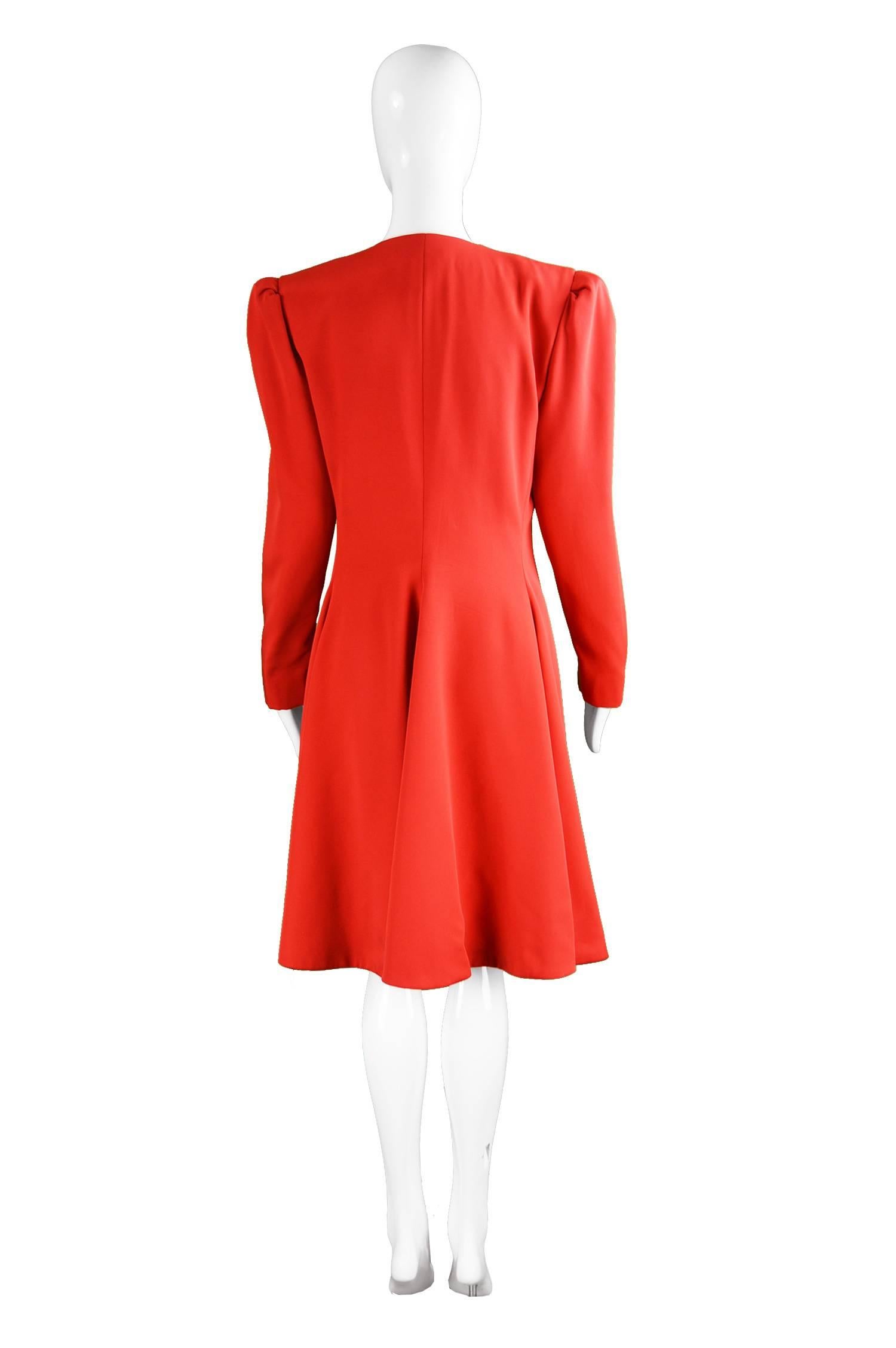 Carolina Herrera For Neiman Marcus Red Silk Full Skirt Evening Coat, 1980s 2