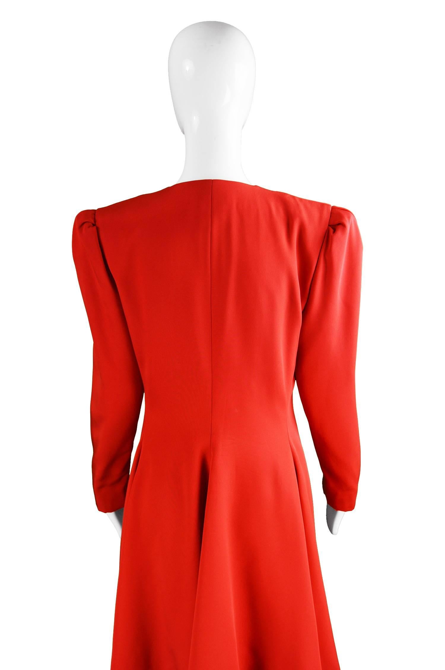 Carolina Herrera For Neiman Marcus Red Silk Full Skirt Evening Coat, 1980s 3