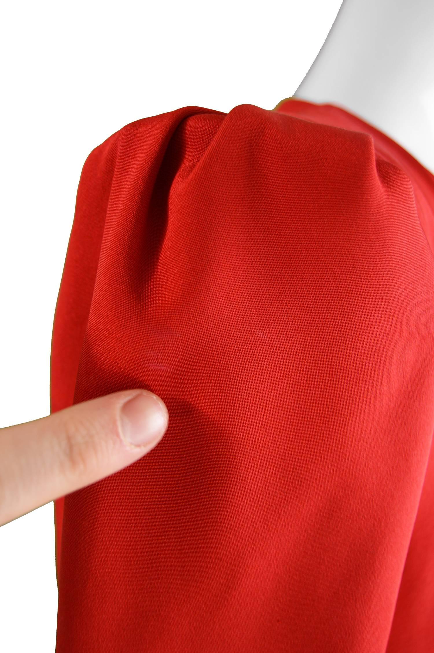 Carolina Herrera For Neiman Marcus Red Silk Full Skirt Evening Coat, 1980s 5