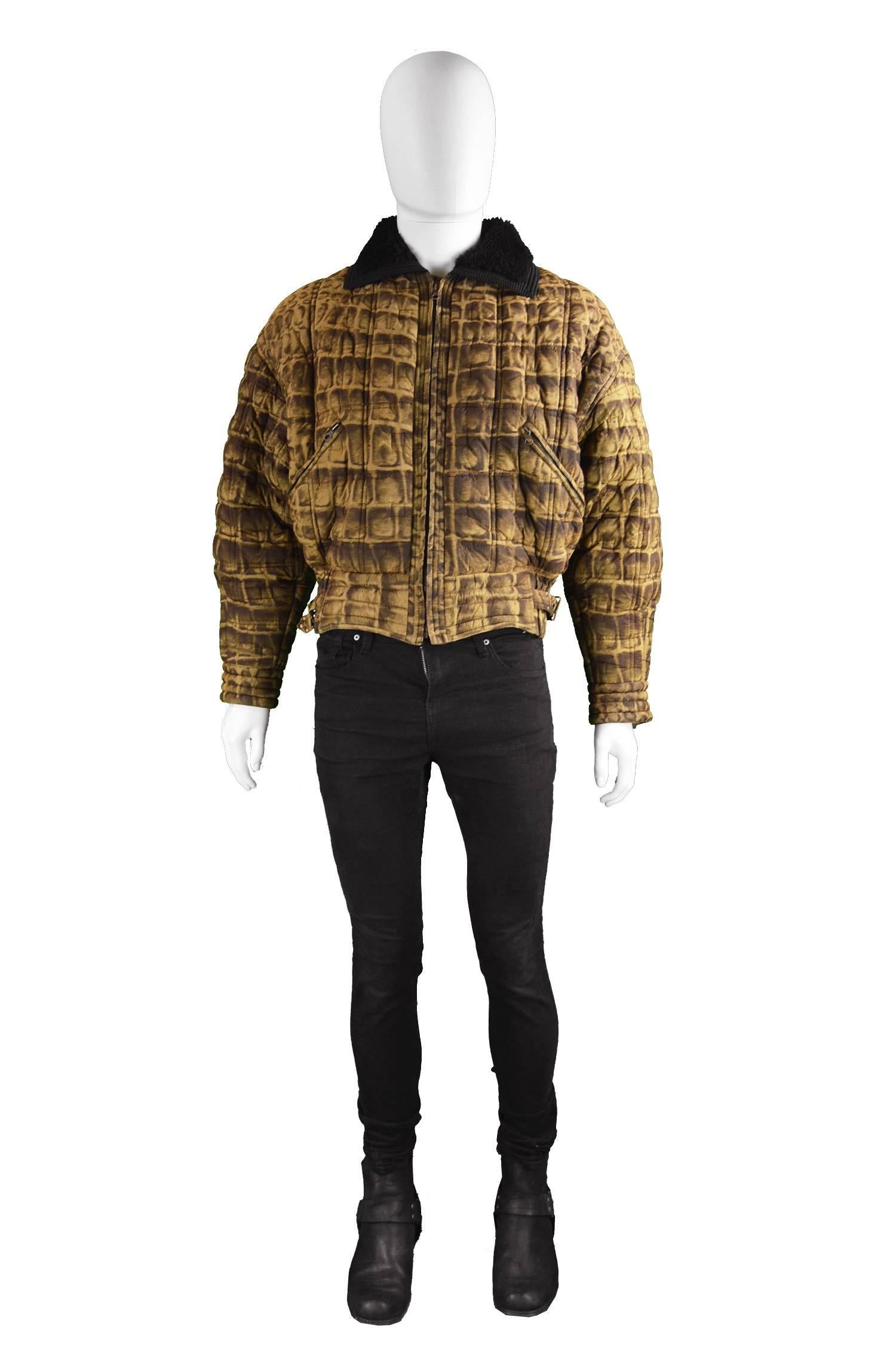 Gianni Versace Men's Quilted Puffer Coat with Shearling Collar, c. Fall 1992

Please Click +CONTINUE READING to see measurements, description and condition. 

Estimated Size: men's Medium to Large. Please check measurements. 
Chest - up to 48” /