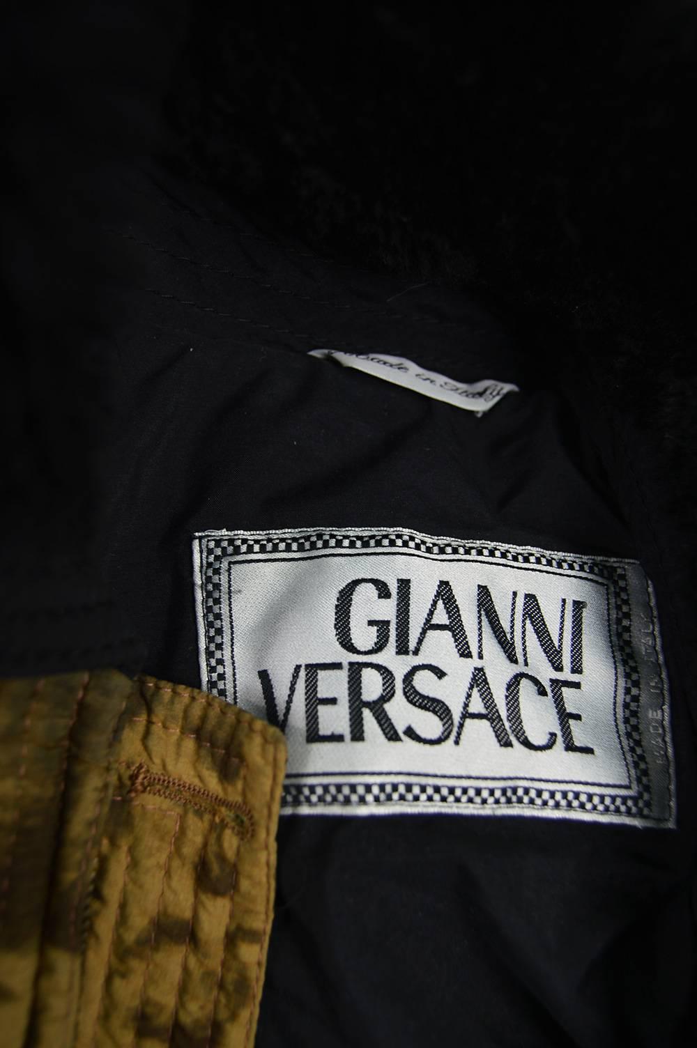 Gianni Versace Men's Quilted Puffer Coat with Shearling Collar, c. 1992 For Sale 4