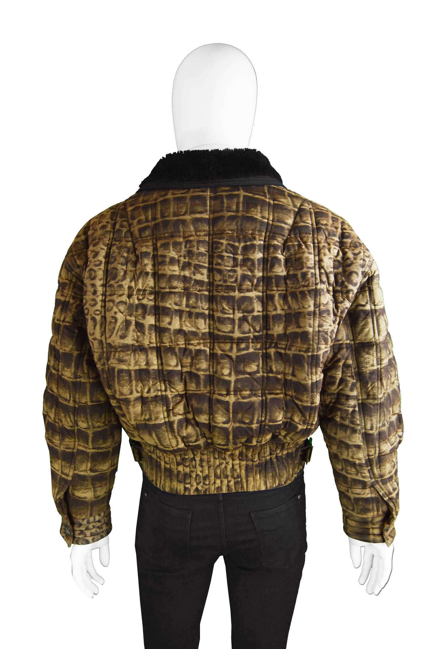 Gianni Versace Men's Quilted Puffer Coat with Shearling Collar, c. 1992 For Sale 1