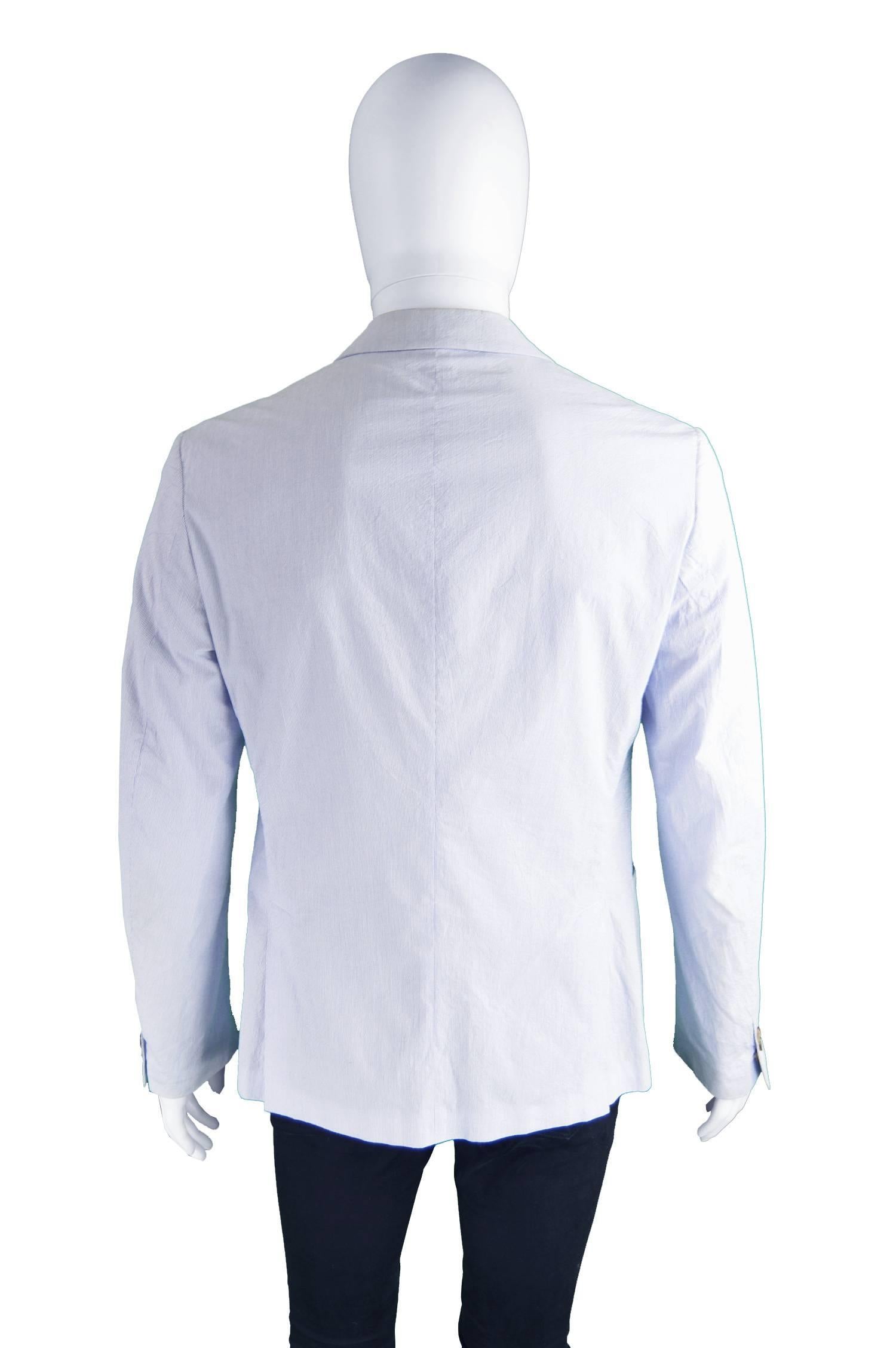 Prada Men's Blue & White Lightweight Cotton Nautical Spring Blazer 1