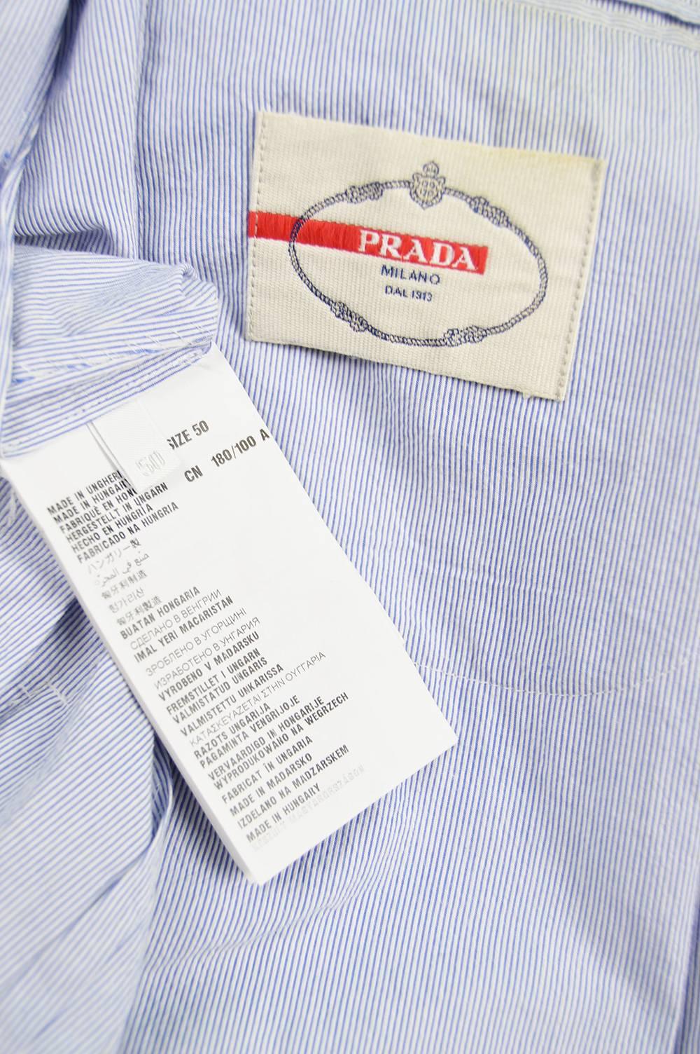 Prada Men's Blue & White Lightweight Cotton Nautical Spring Blazer 2