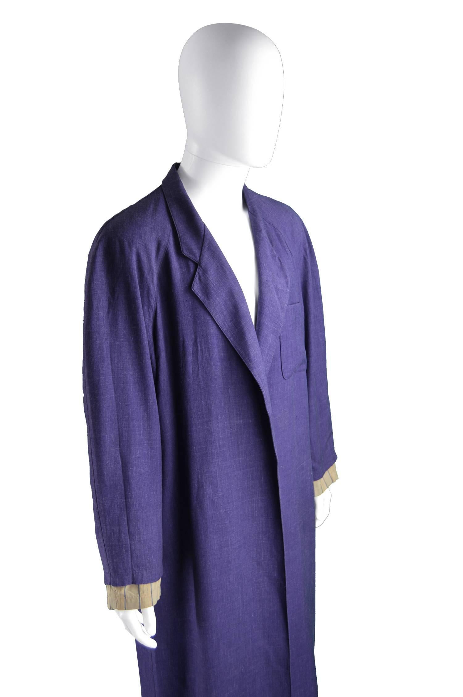 Jean Paul Gaultier Homme Pour Gibo Loose Purple Linen Coat, 1980s 2
