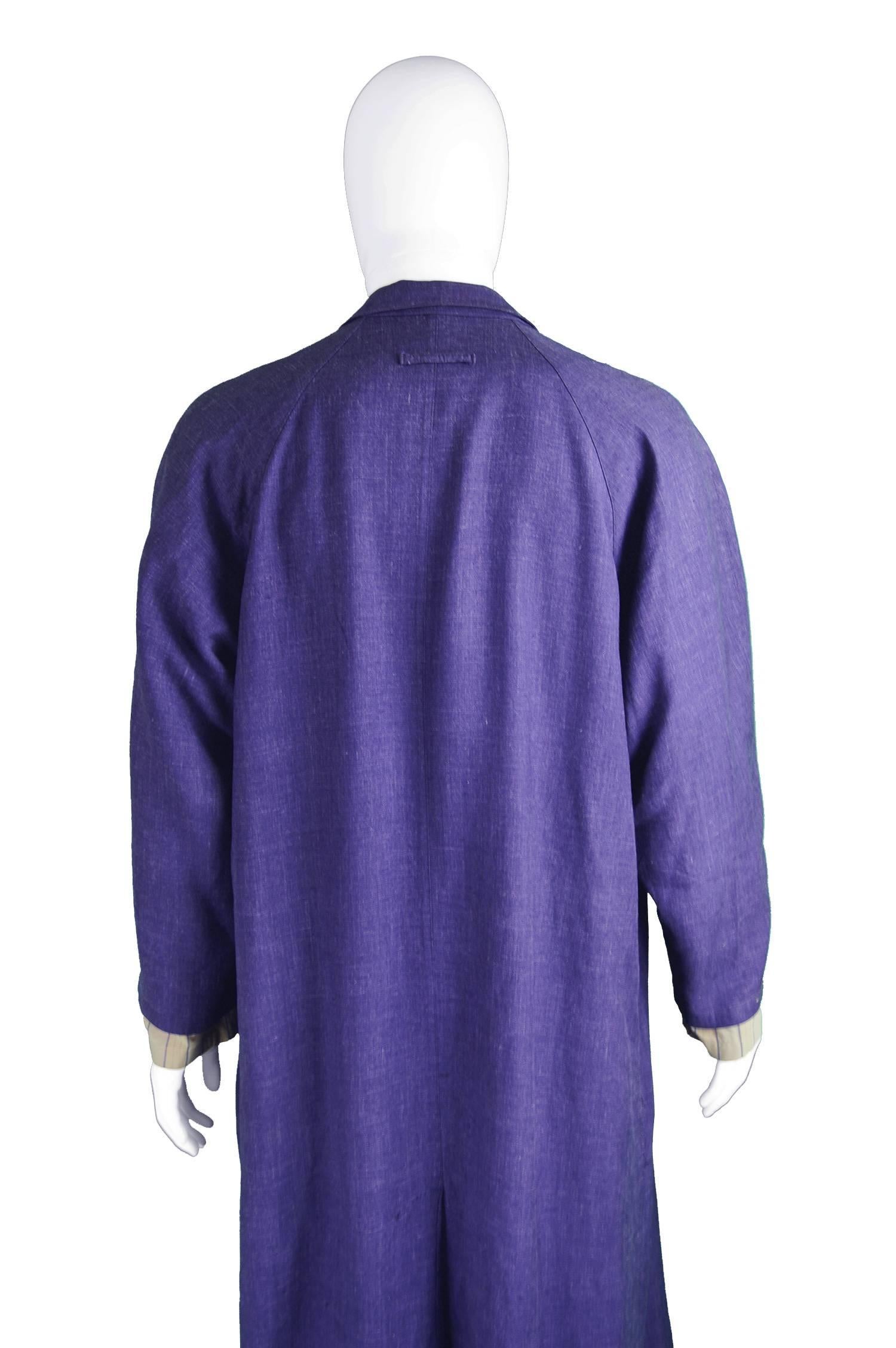 Jean Paul Gaultier Homme Pour Gibo Loose Purple Linen Coat, 1980s For Sale 3