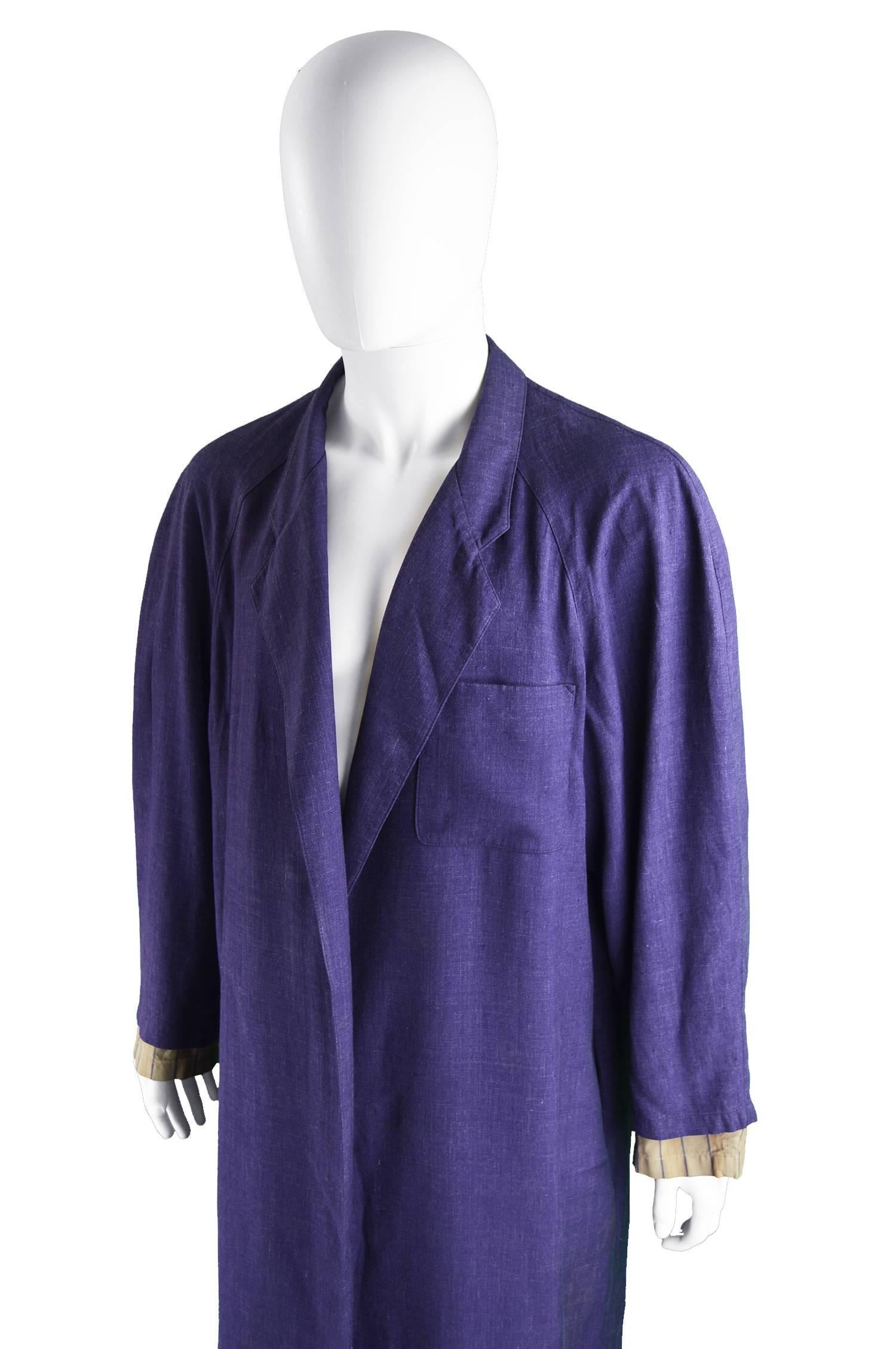 Jean Paul Gaultier Homme Pour Gibo Loose Purple Linen Coat, 1980s 1