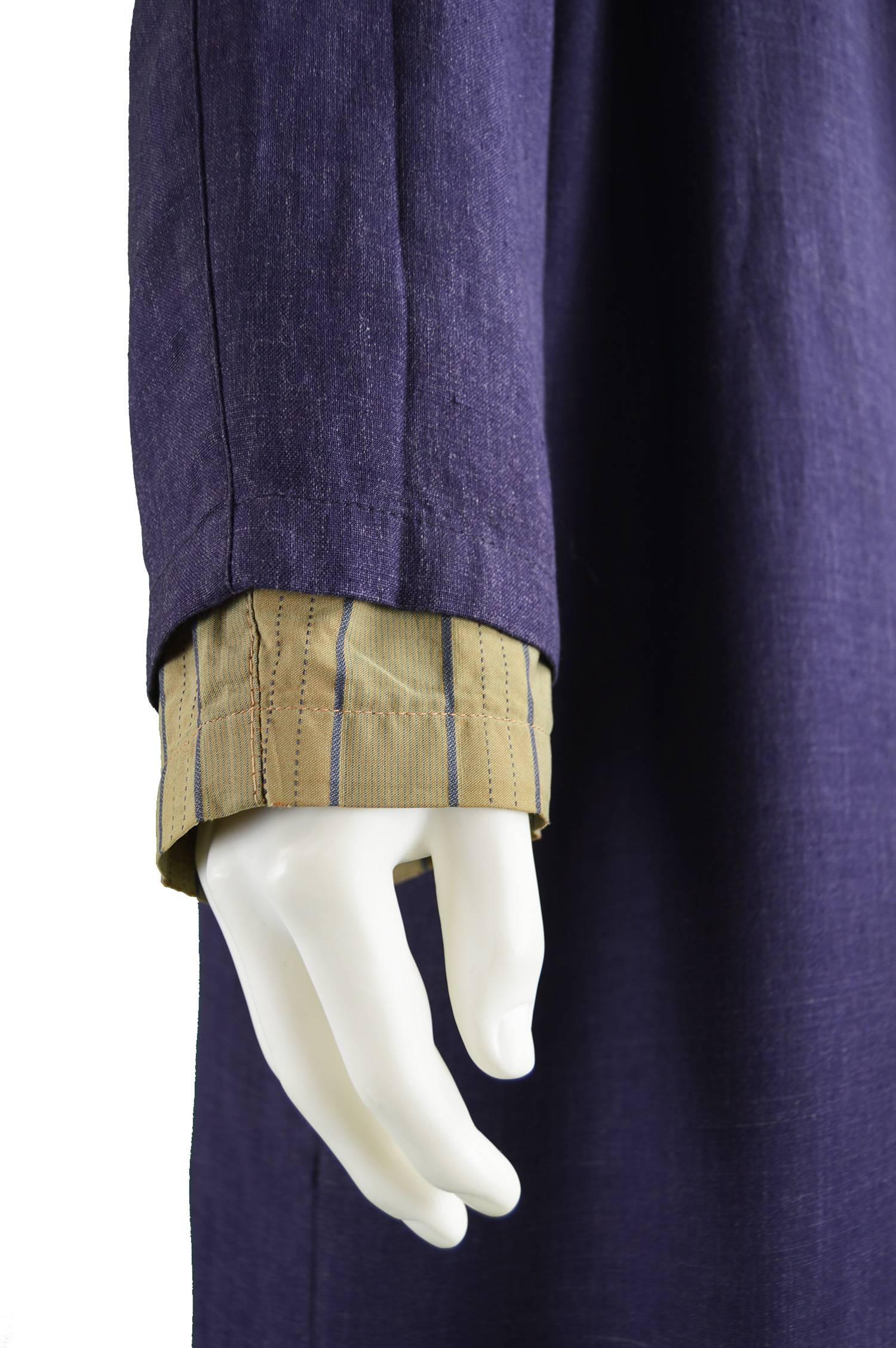 Women's or Men's Jean Paul Gaultier Homme Pour Gibo Loose Purple Linen Coat, 1980s For Sale