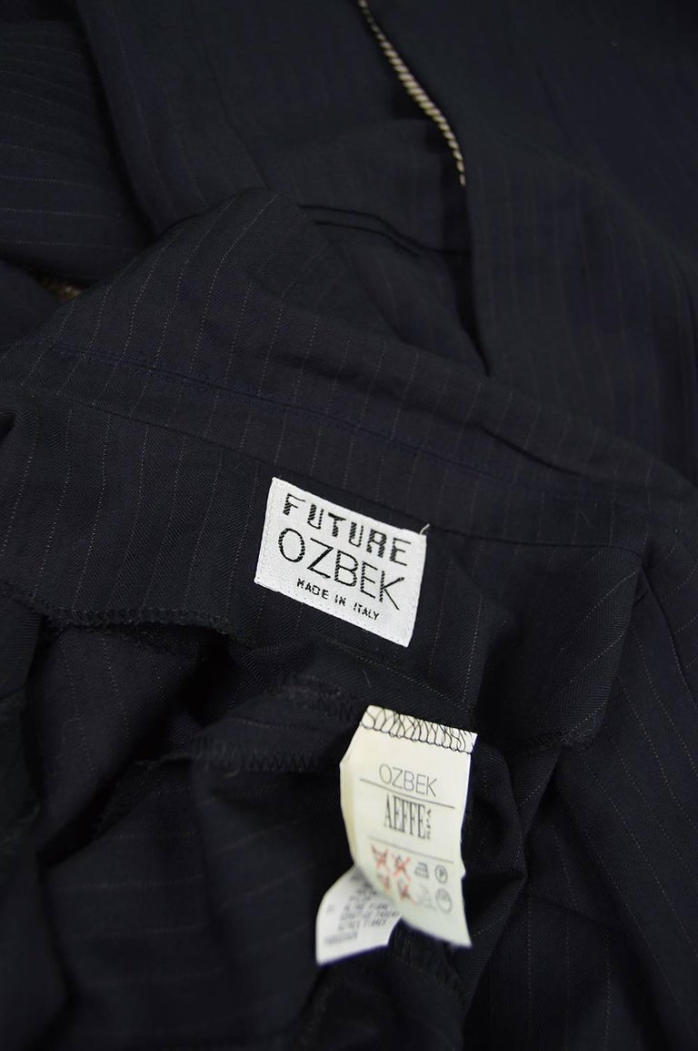 Rifat Ozbek Black Pinstripe Wool Blazer Jacket with Rope Detail, 1990s ...