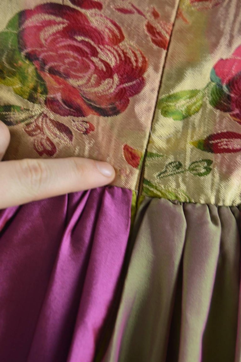 Ben de Lisi Vintage Floral Brocade and Iridescent Metallic Silk Dress,  1990s at 1stDibs | ben de lisi dresses, ben de lisi evening dresses, ben  lisi