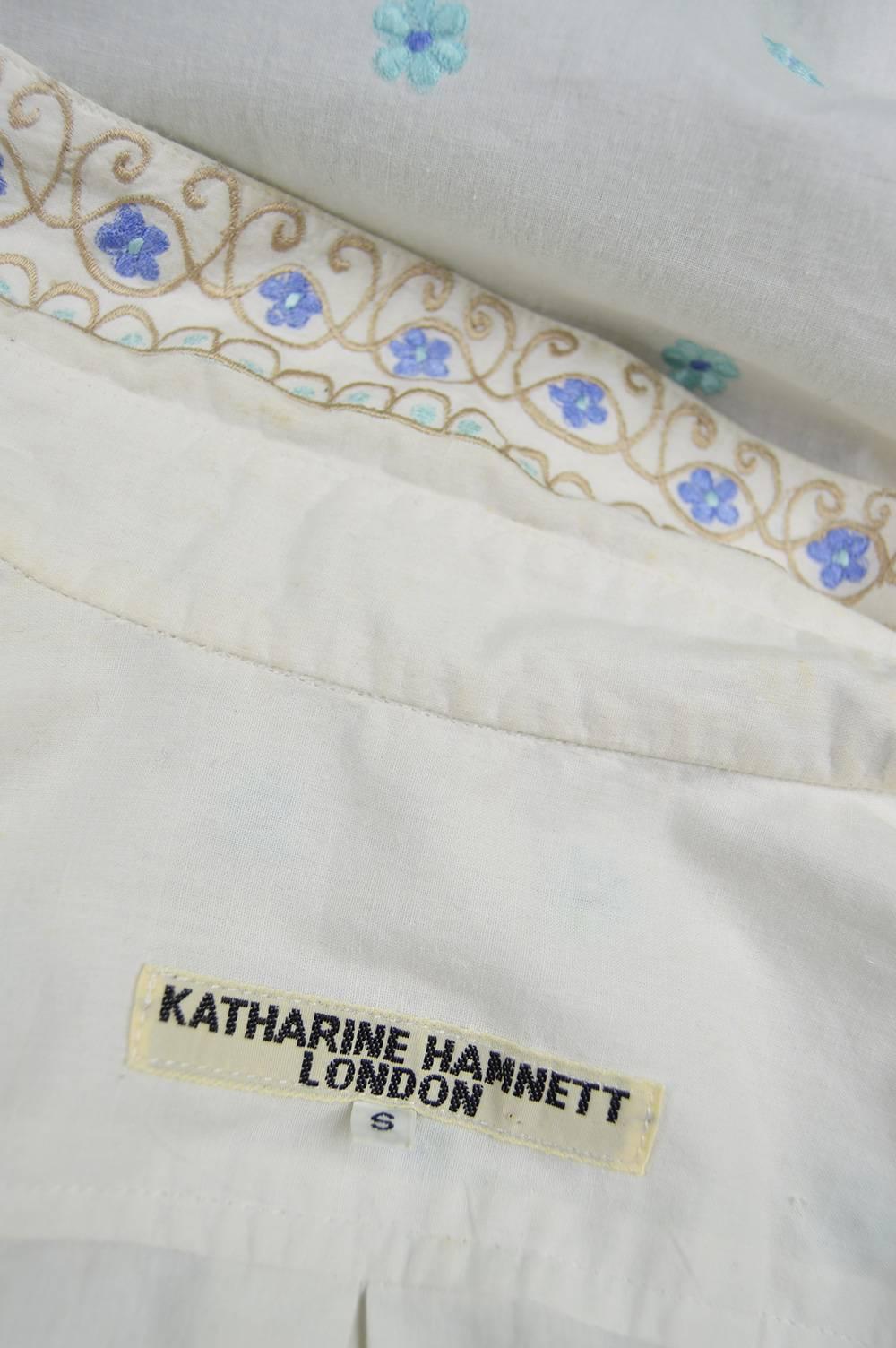 Katharine Hamnett Men's Vintage Floral Embroidered Cotton Shirt, 1990s 4