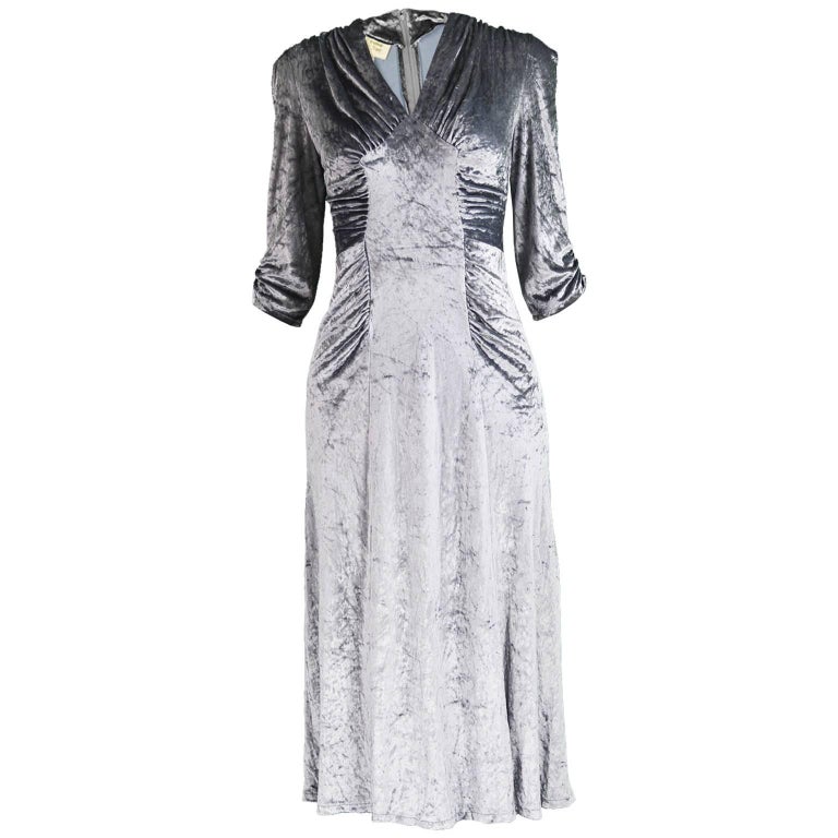 Irvine Sellars of Carnaby Street Vintage Silver Velvet Dress, 1970s For ...