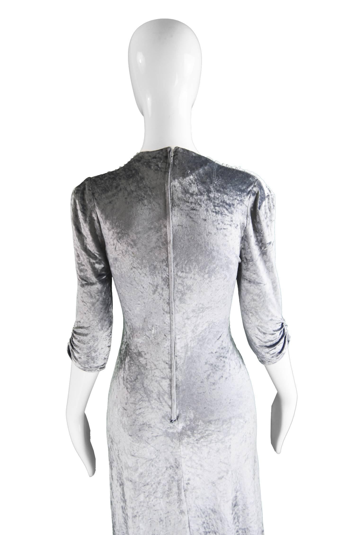Irvine Sellars of Carnaby Street Vintage Silver Velvet Dress, 1970s In Good Condition For Sale In Doncaster, South Yorkshire
