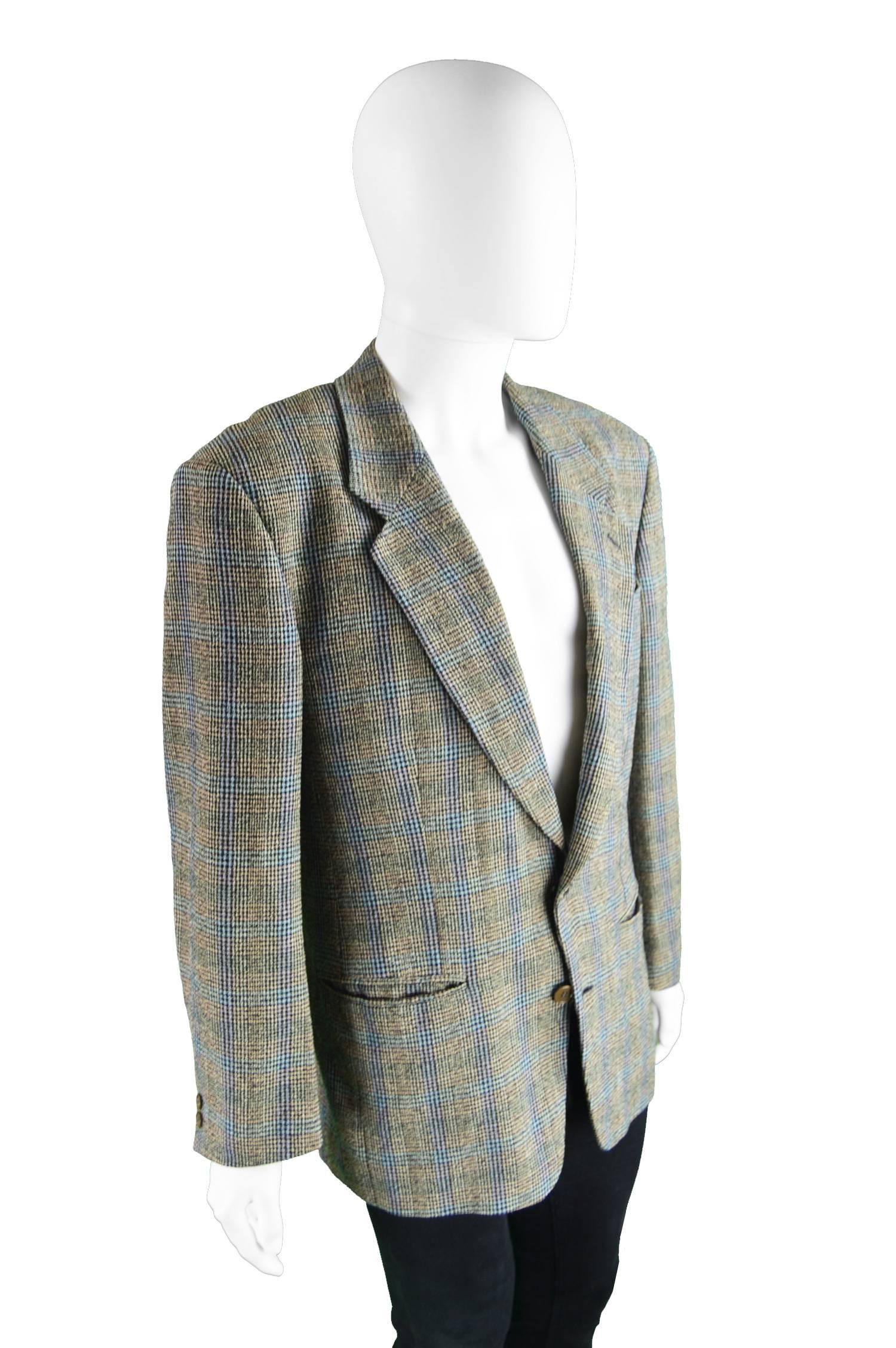 Missoni Uomo Vintage Men's Multicoloured Checked Wool Sport Coat, 1980s For Sale 1