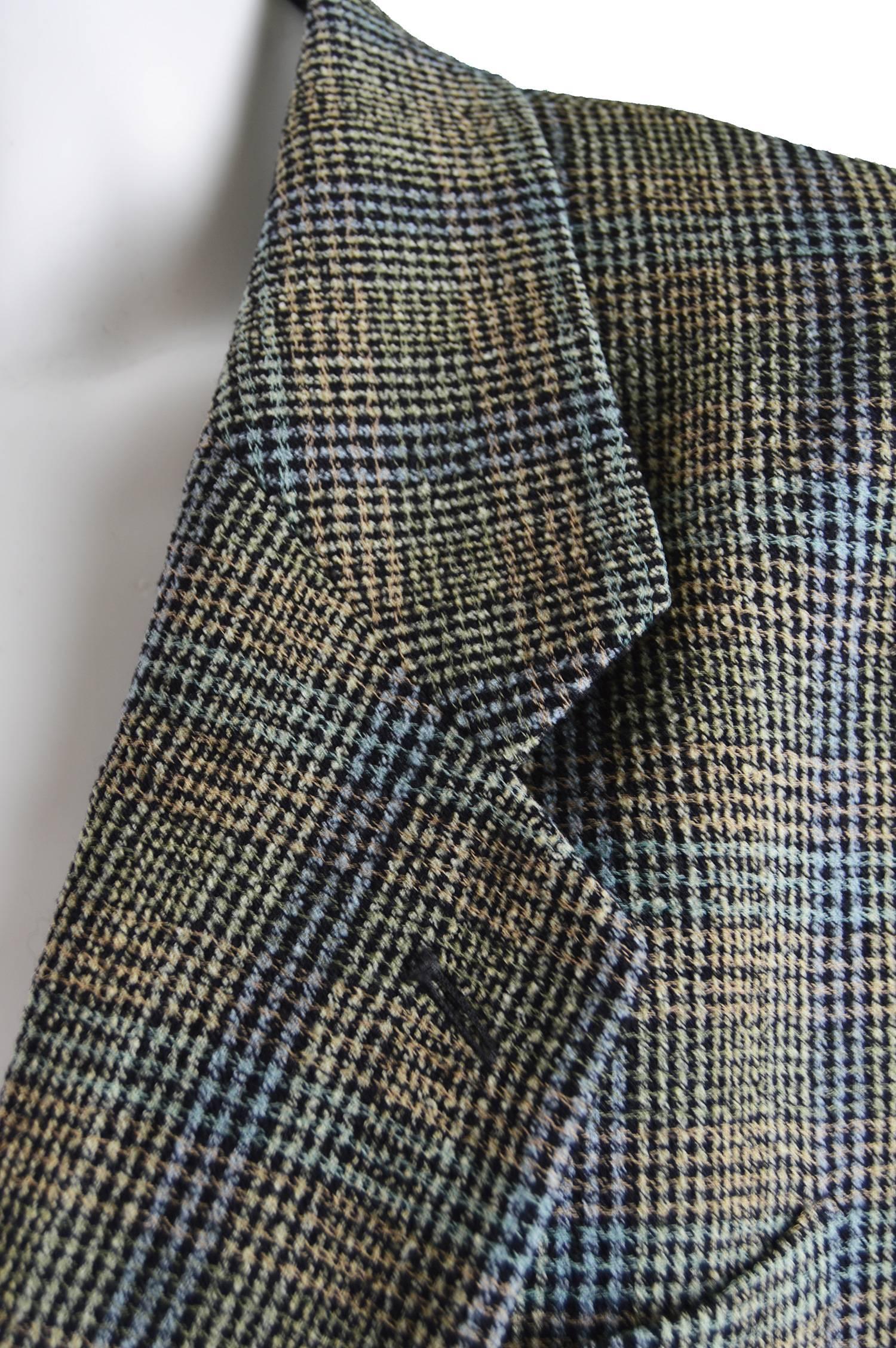 Missoni Uomo Vintage Men's Multicoloured Checked Wool Sport Coat, 1980s In Excellent Condition For Sale In Doncaster, South Yorkshire