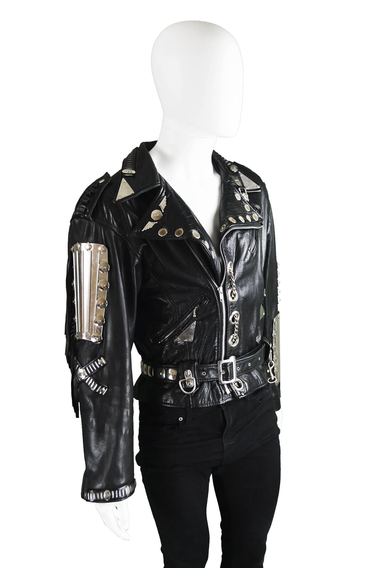 mens leather jacket with chains