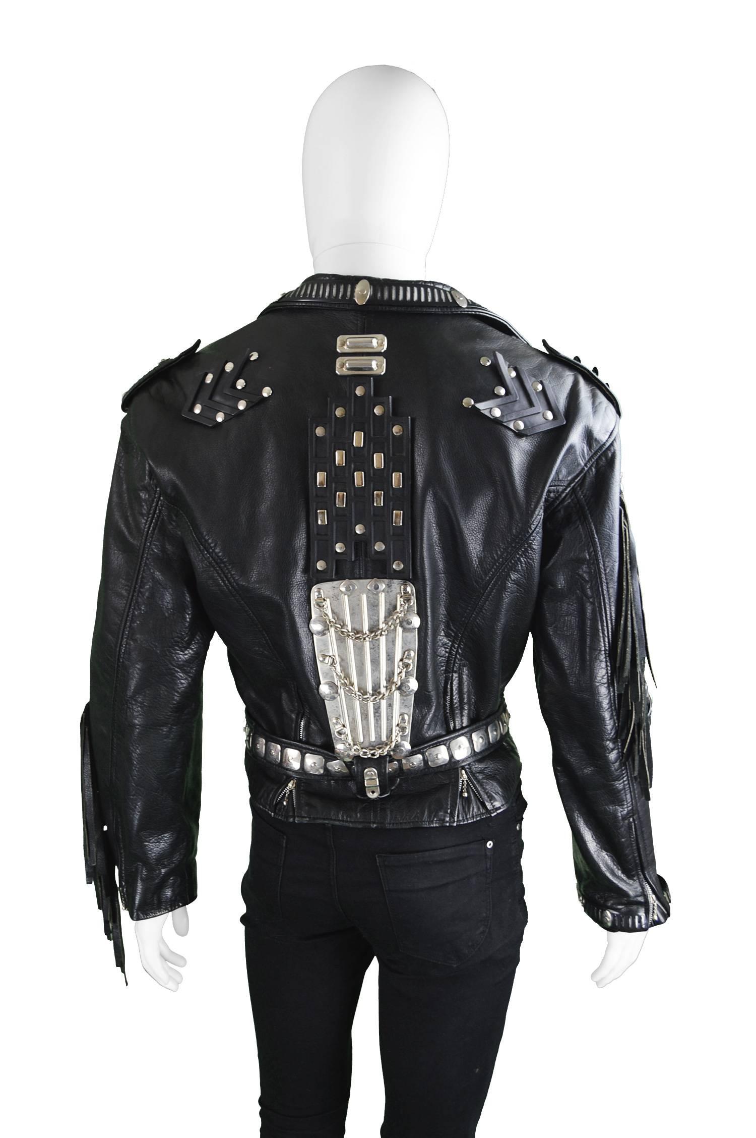 Kim Hadleigh Designs Vintage Men's Armor Plated Leather Jacket, 1980s In Excellent Condition In Doncaster, South Yorkshire