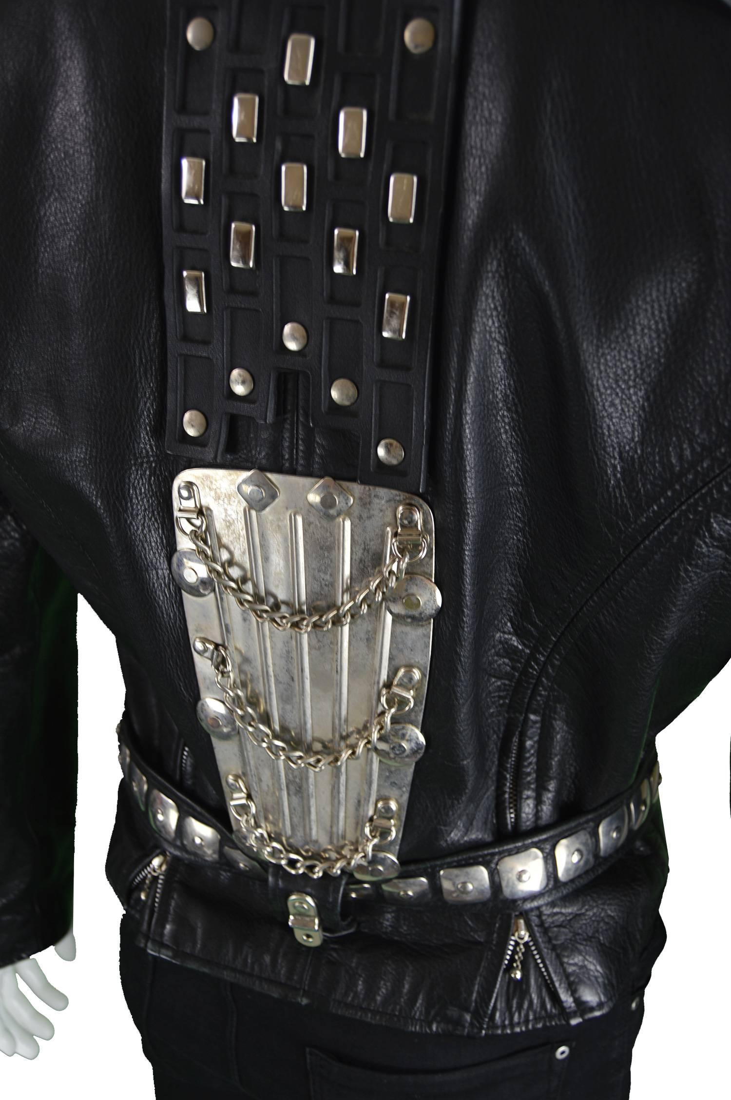 Kim Hadleigh Designs Vintage Men's Armor Plated Leather Jacket, 1980s 2
