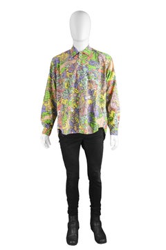 Katharine Hamnett Mens Multicolored Psychedelic Pop Art Print Shirt, 1990s