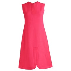 Maggy Rouff Haute Couture Pink Wool Vintage Shift Dress, 1960s