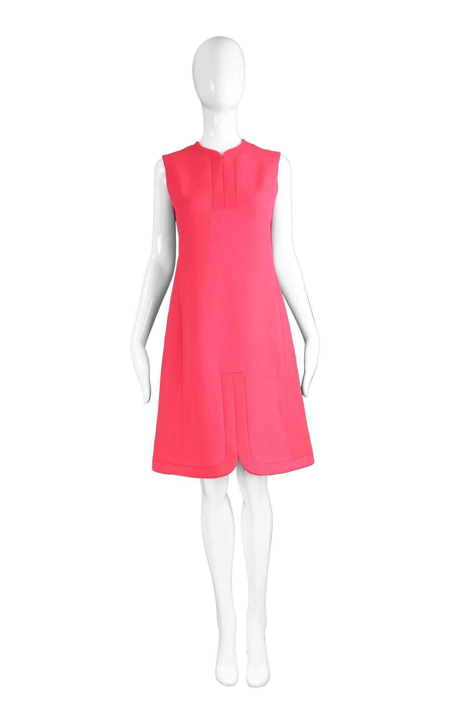 Maggy Rouff Haute Couture Pink Wool Vintage Shift Dress, 1960s

Estimated Size: UK 10/ US 6/ EU 38. Please check measurements.
Bust - 35” / 89cm
Waist - 32” / 81cm
Hips - 38” / 96cm
Length (Shoulder to Hem) - 37” / 94cm

Condition: Excellent Vintage
