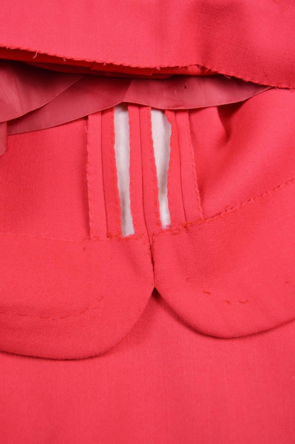 Maggy Rouff Haute Couture Pink Wool Vintage Shift Dress, 1960s For Sale 5