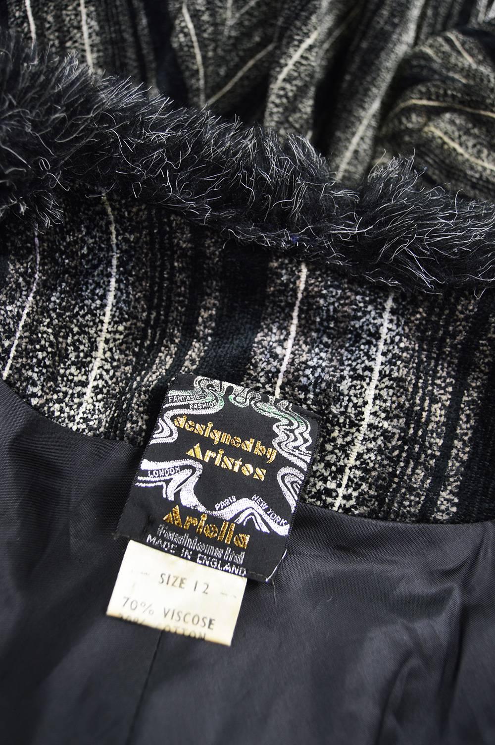 Aristos of London Vintage Chenille Coat with Big Faux Fur Collar, 1970s For Sale 1