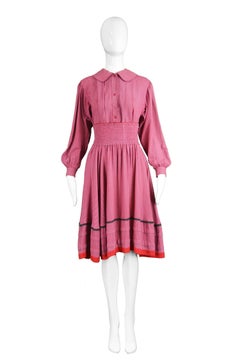 Kenzo 1970s Vintage Red Micro Polka Dot Two Piece Skirt & Blouse Ensemble