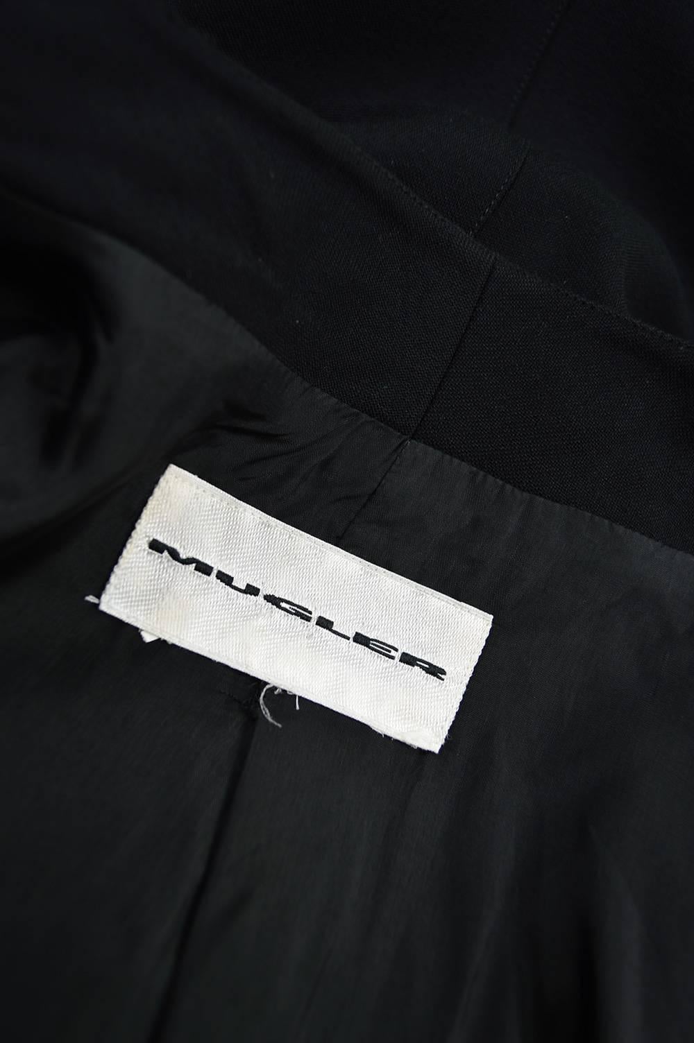 Thierry Mugler Black Worsted Wool Futuristic Vintage Jacket, 1990s 4