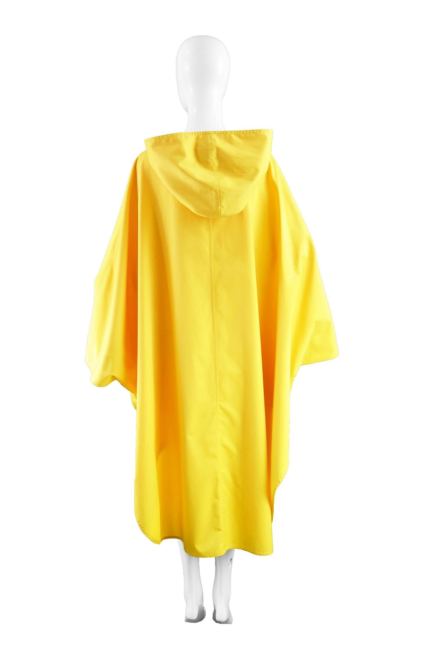 Aquascutum Vintage Mustard Yellow Hooded Trench Cape Coat, 1980s  2