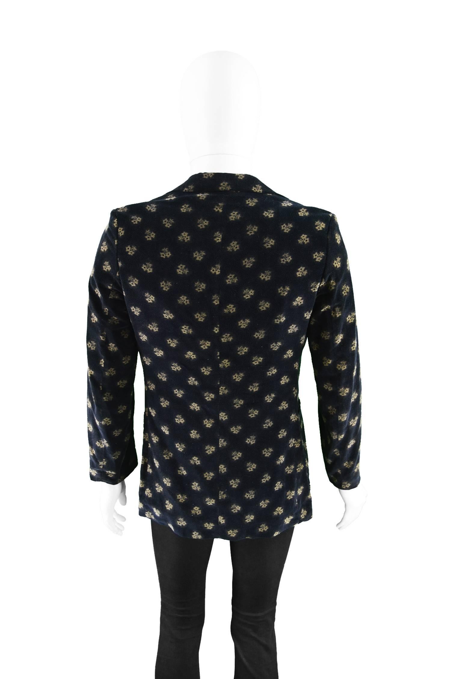 Harold Tillman Men's Vintage Black Velvet Floral Print Dinner Jacket, 1970s 5