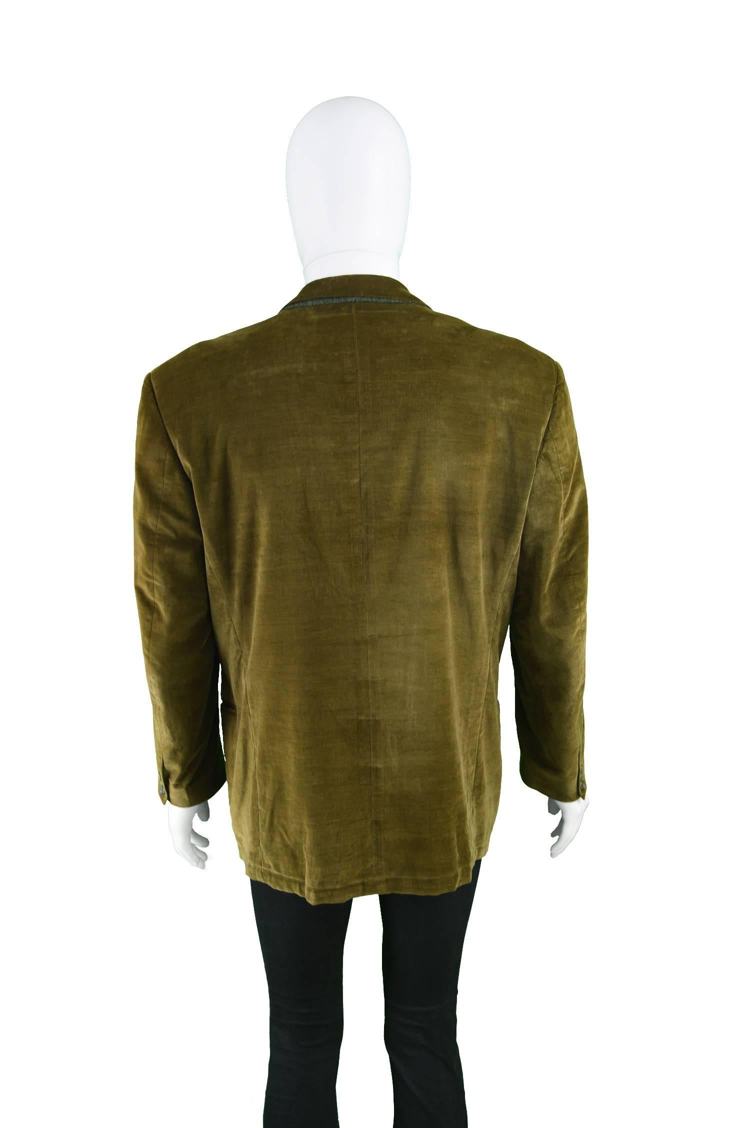 Gianni Versace Men's Vintage Brown Velvet Bold Shoulder Blazer Jacket, 1980s 2