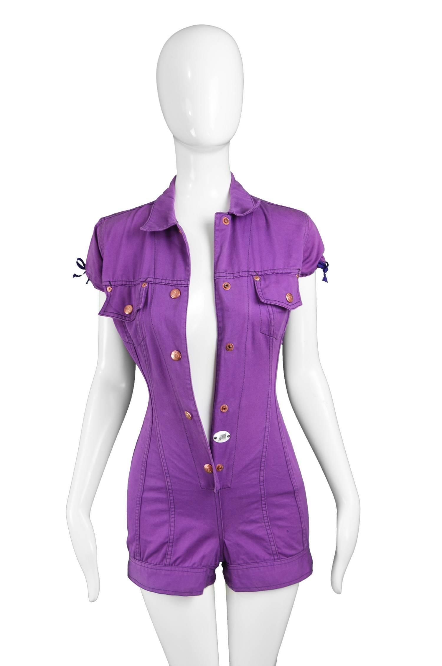 Jean Paul Gaultier Vintage Purple Cotton Twill Romper, 1990s 4