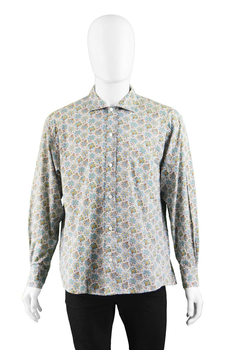 Kenzo Men's Vintage Floral Print Cotton Button Up Shirt, 1990s For Sale ...
