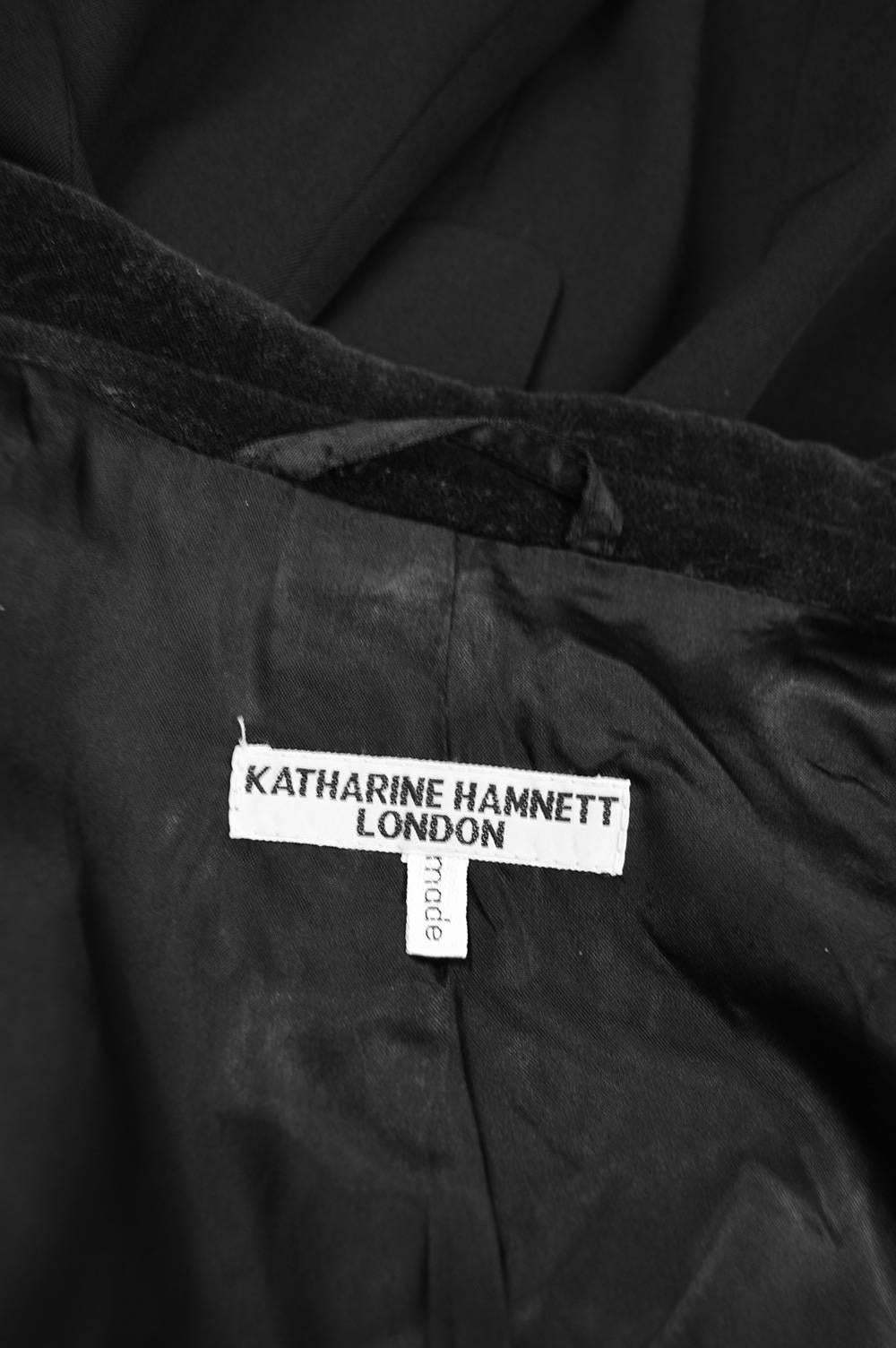 Katharine Hamnett Men's Vintage Black Wool Victorian Style Frock Coat, 1990s 1
