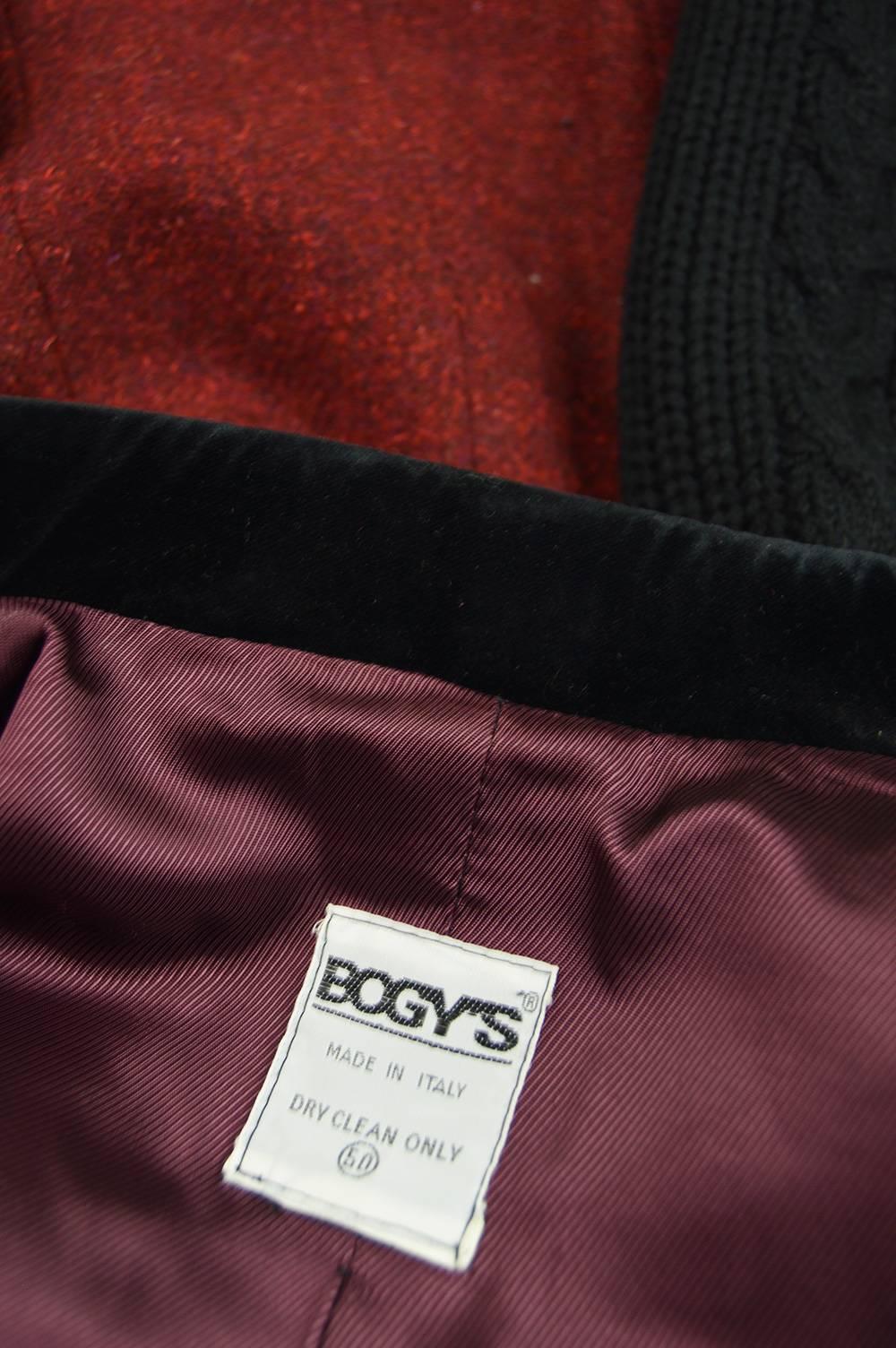 Bogy's Vintage Men's Red Wool Tweed & Black Cable Knit Blazer, 1980s 3