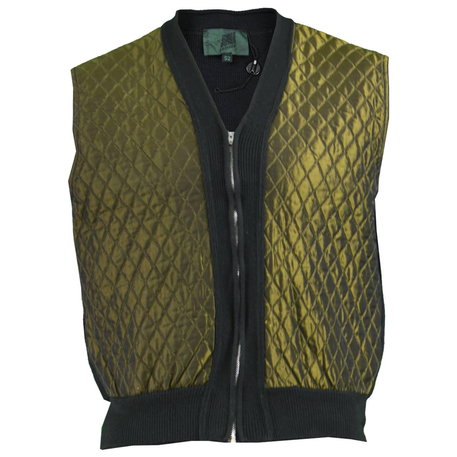 Jean Paul Gaultier Vintage Men's Gold Quilted Sleeveless Jacket, 1980s