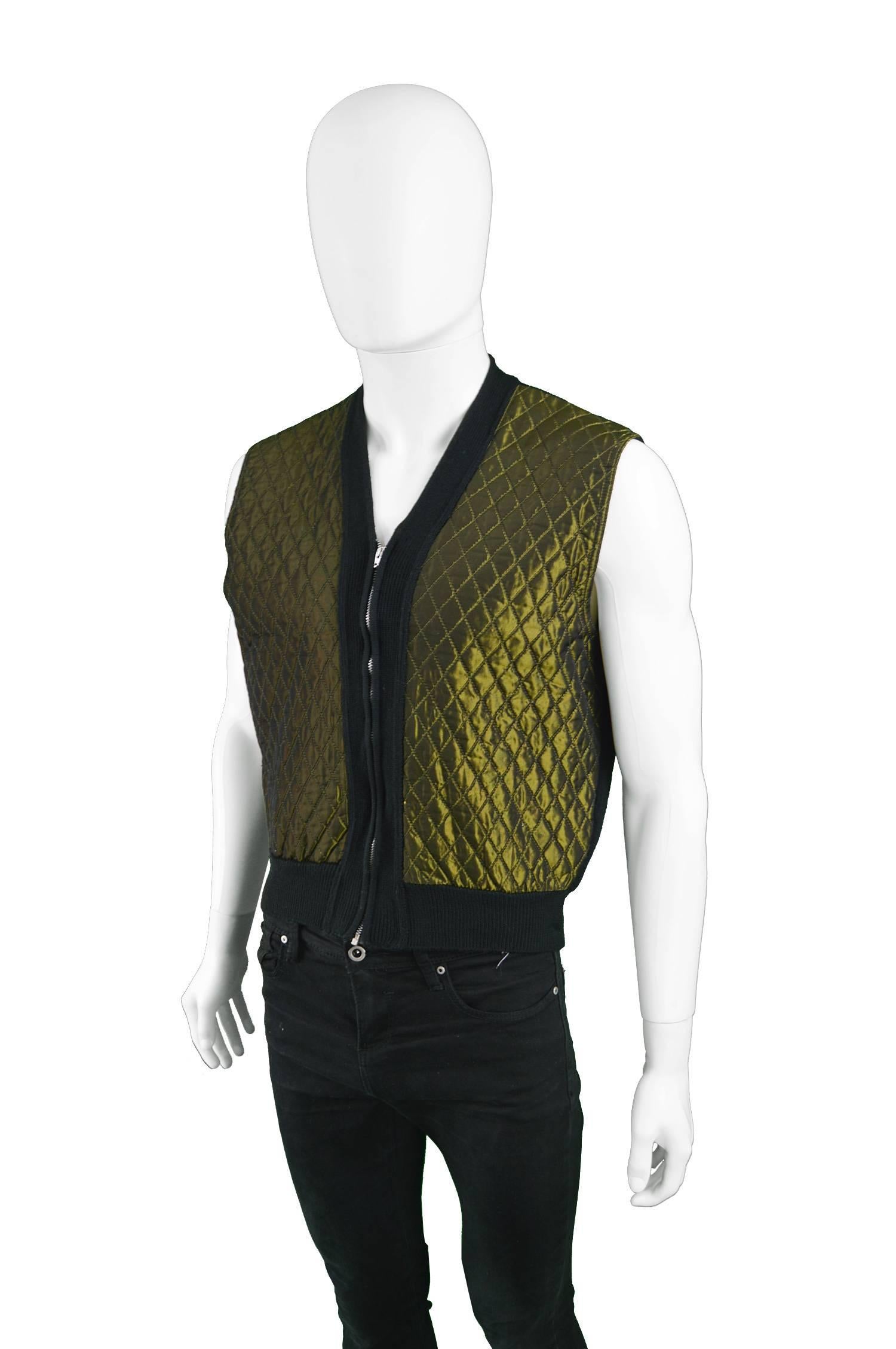 Jean Paul Gaultier Vintage Men's Gold Quilted Sleeveless Jacket, 1980s 1