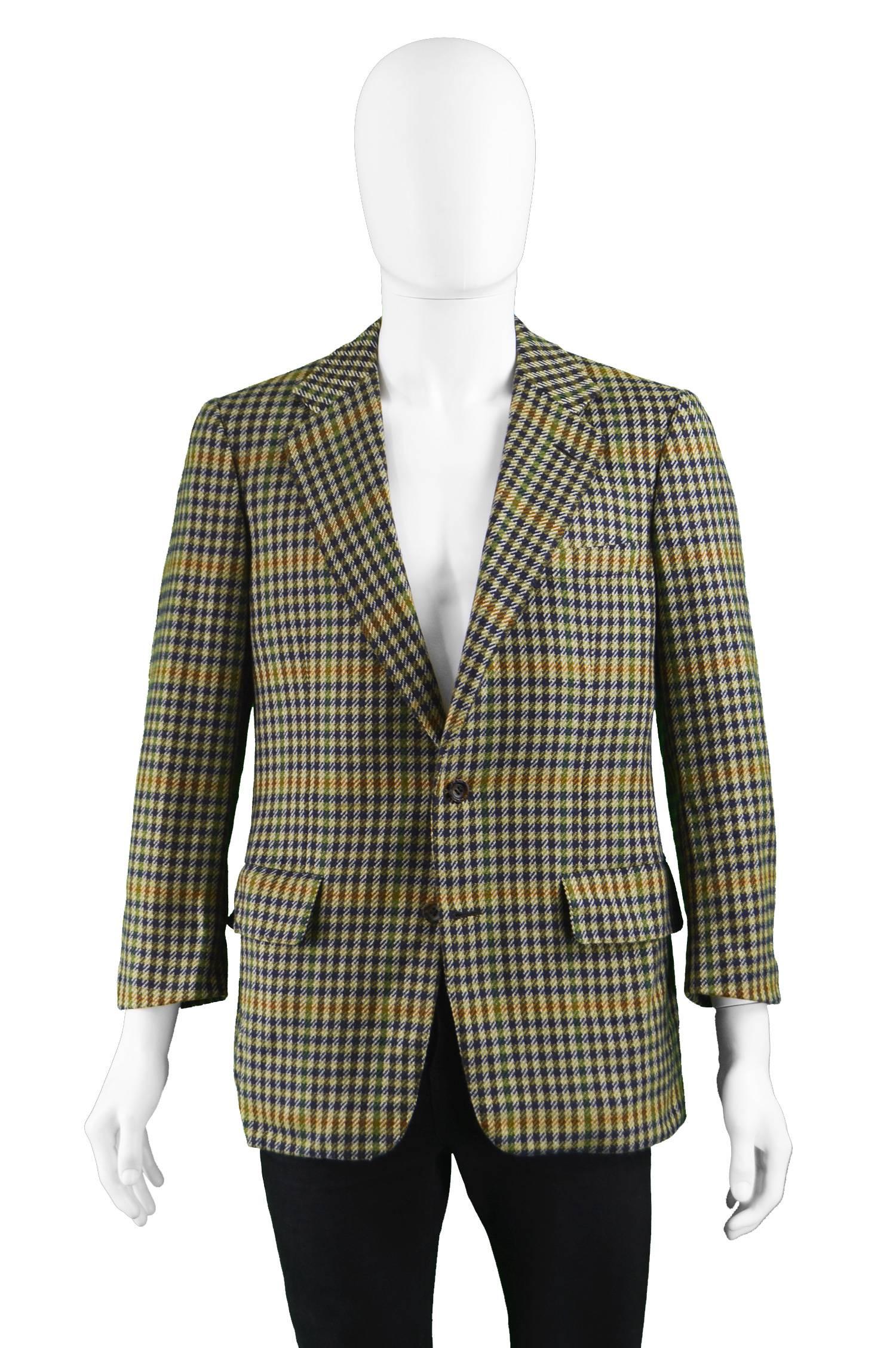 Gray Chester Barrie for Harrods Men's Vintage Pure Cashmere Checked Jacket, 1970s For Sale