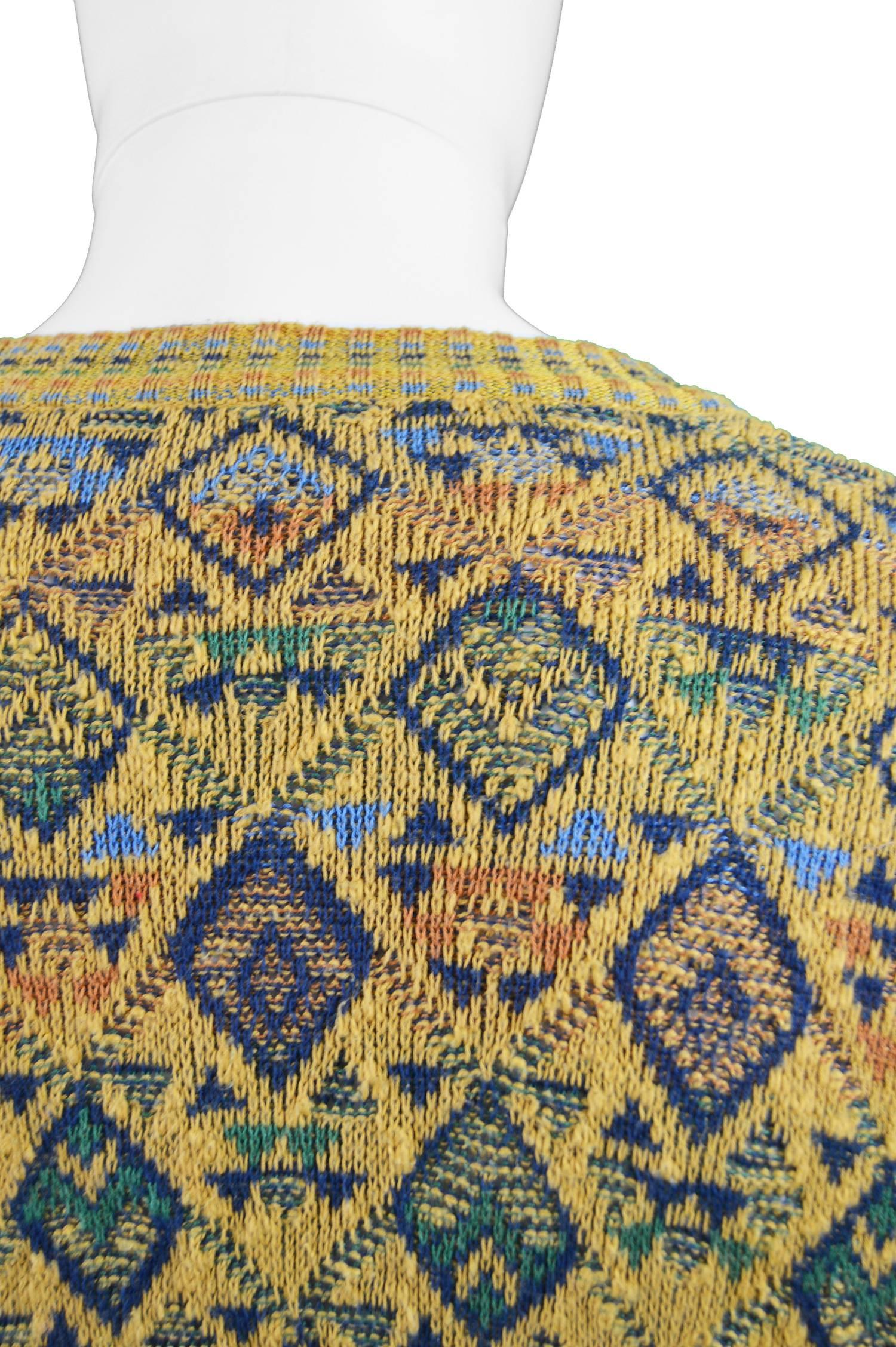 Missoni Vintage Men's Cotton & Linen Diamond Pattern Knit Cardigan, 1980s For Sale 2