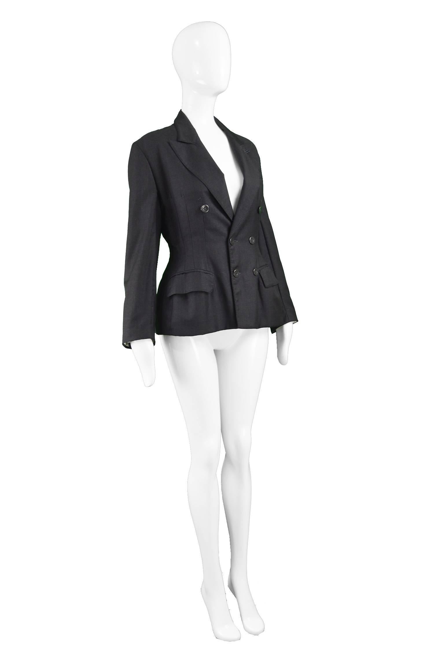 Jean Paul Gaultier Vintage Women's Corset Inspired Pinstripe Blazer, 1990s For Sale 1