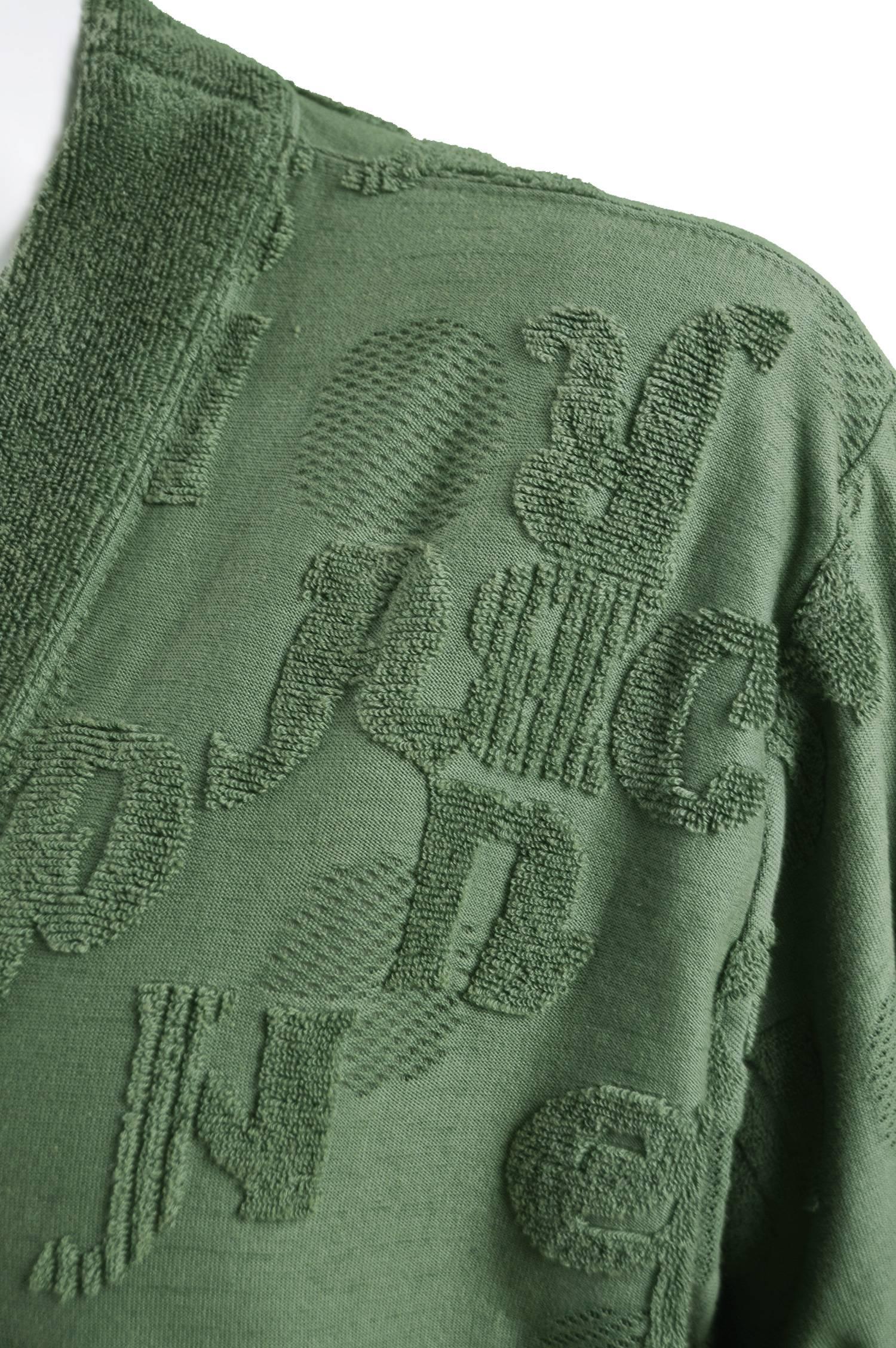 Matsuda Men's Vintage Green Alphabet Chenille Knit Cardigan, 1980s In Excellent Condition For Sale In Doncaster, South Yorkshire
